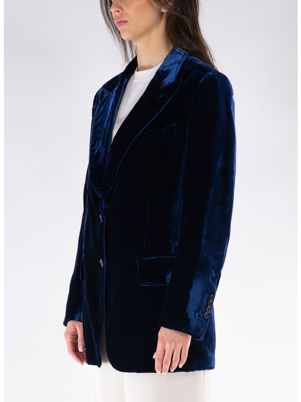 Tom Ford o1w1db10225 GI2911 Velvet Blazer in Blue Size S / US 4 / IT 40 - 2 Thumbnail