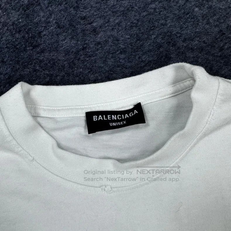 Balenciaga White Handwritten Signature Short Sleeve