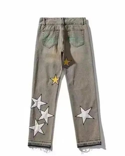 Japanese Brand VIBE Retro yellow mud color design star embroidered jeans Size US 32 / EU 48 - 6 Thumbnail