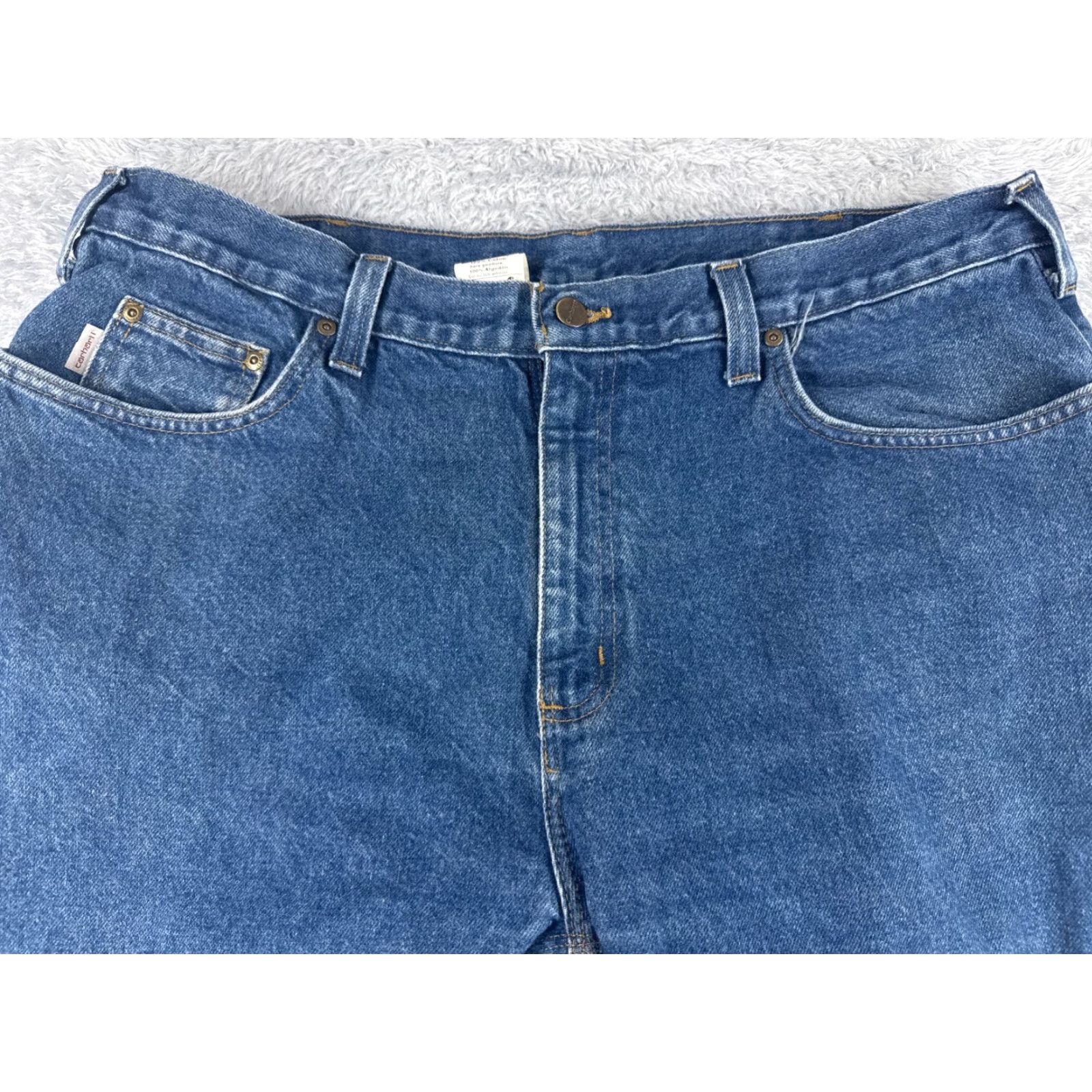 Carhartt Jeans Adult 40 Blue Denim 100% Cotton Relaxed Fit Straight 38x32