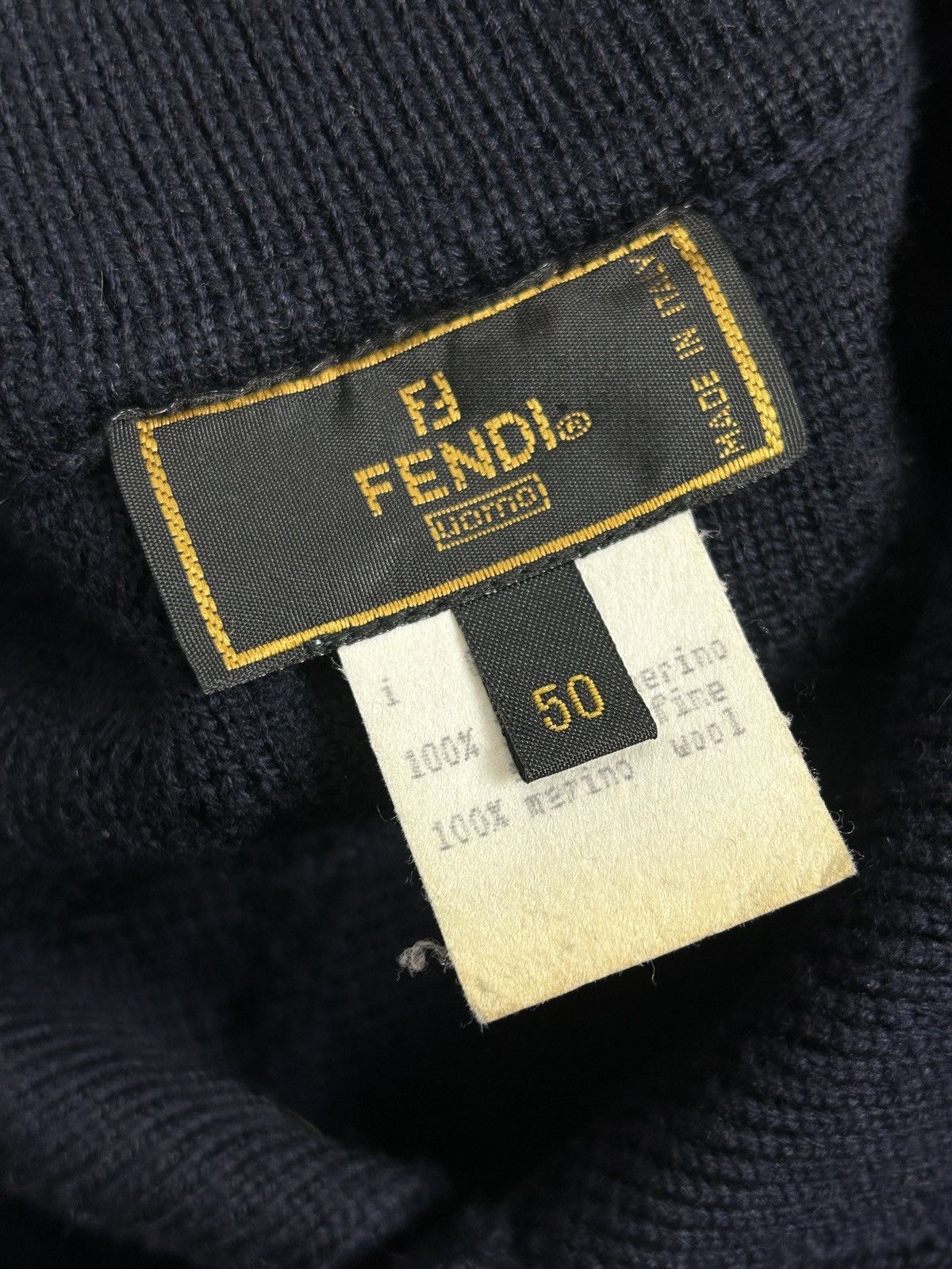 Fendi 90s Vintage Fendi Uomo Monogram Wool Collared Sweater Size US M / EU 48-50 / 2 - 9 Thumbnail