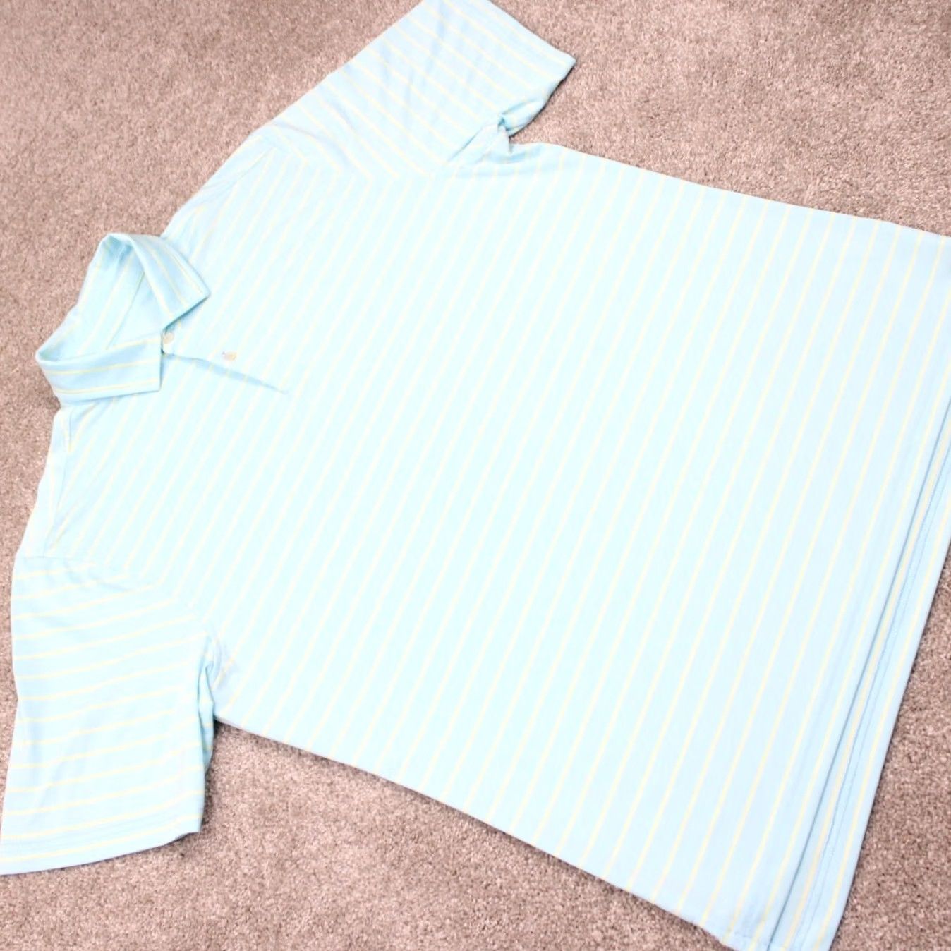 Vintage FG Tech Polo Shirt Men L Blue/Yellow Polyester Stretch Short Sleeve Pullover Size US L / EU 52-54 / 3 - 6 Thumbnail