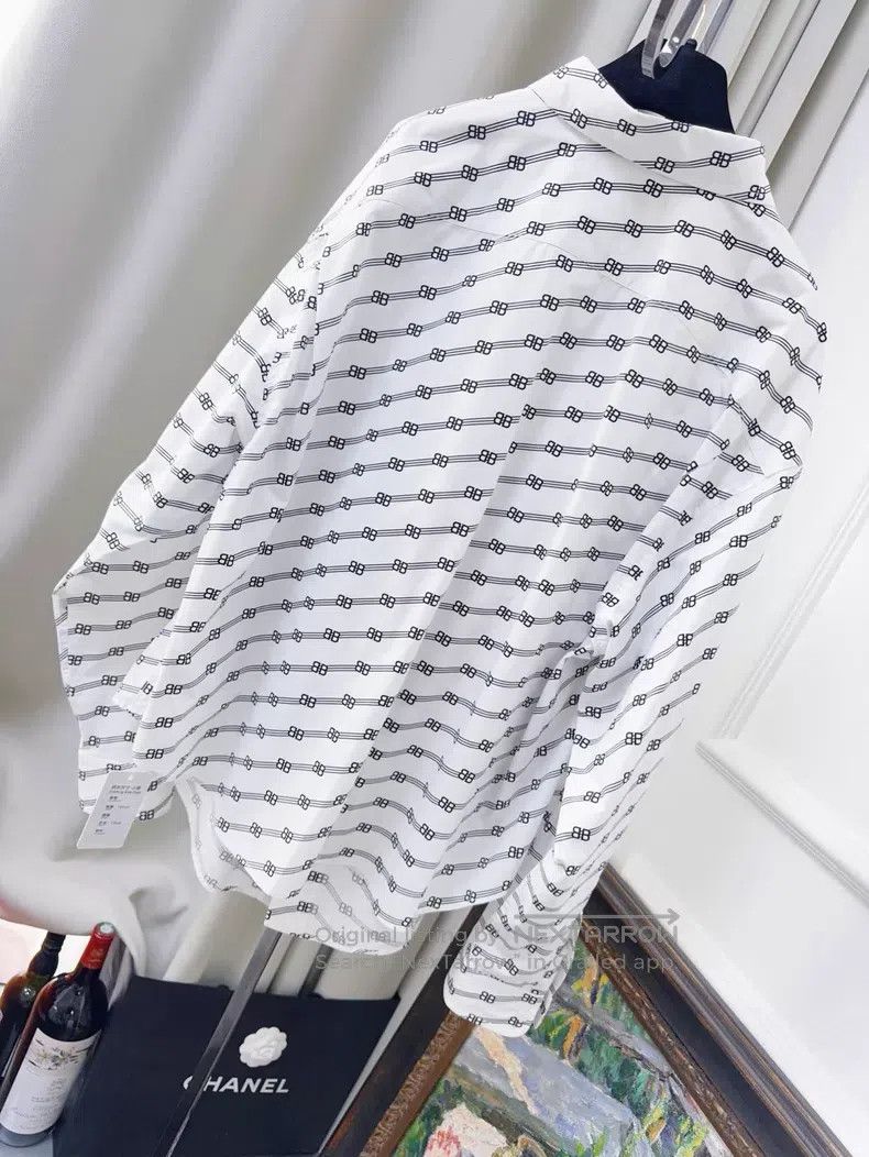 Balenciaga Balenciaga Black and White Color Logo Printed Loose Shirt Size XXS / US 00 / IT 34 - 2 Thumbnail