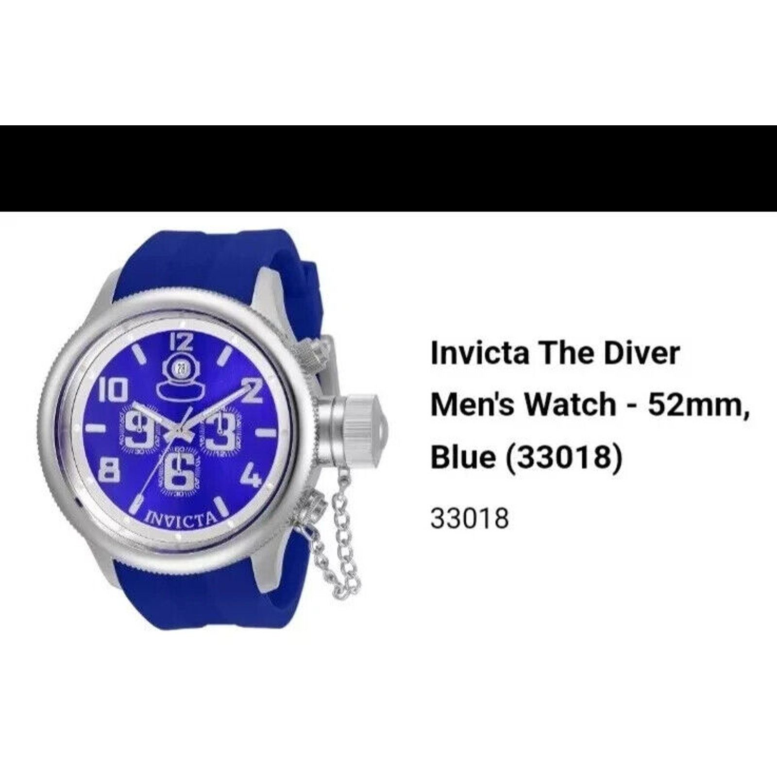 Invicta Invicta 52mm Silver/Blue Model 33018 Men's - Needs Battery Size ONE SIZE - 2 Thumbnail