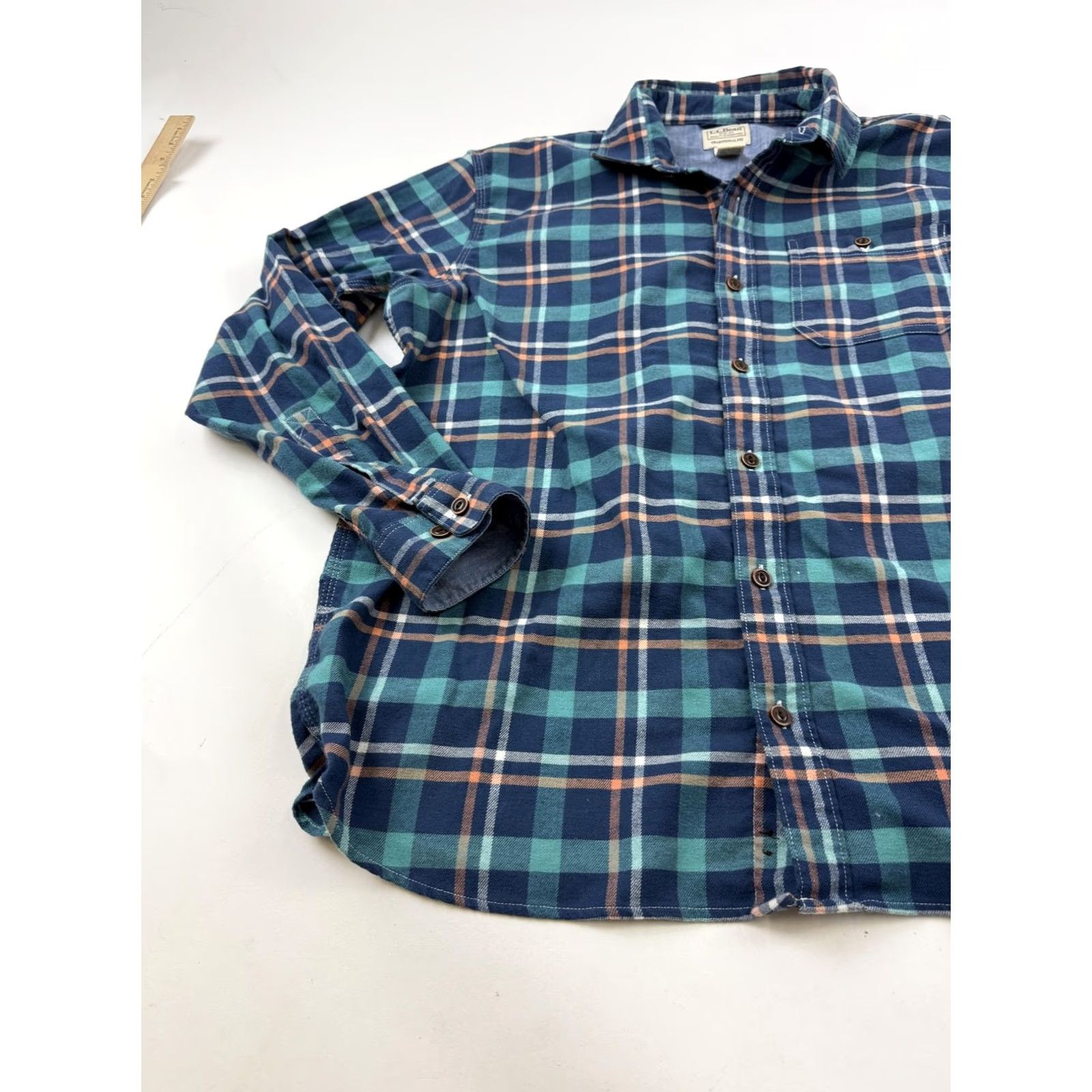 Vintage L.L. Bean Shirt Mens Large Blue Plaid Flannel Long Sleeve Button Front Casual Size US L / EU 52-54 / 3 - 3 Thumbnail