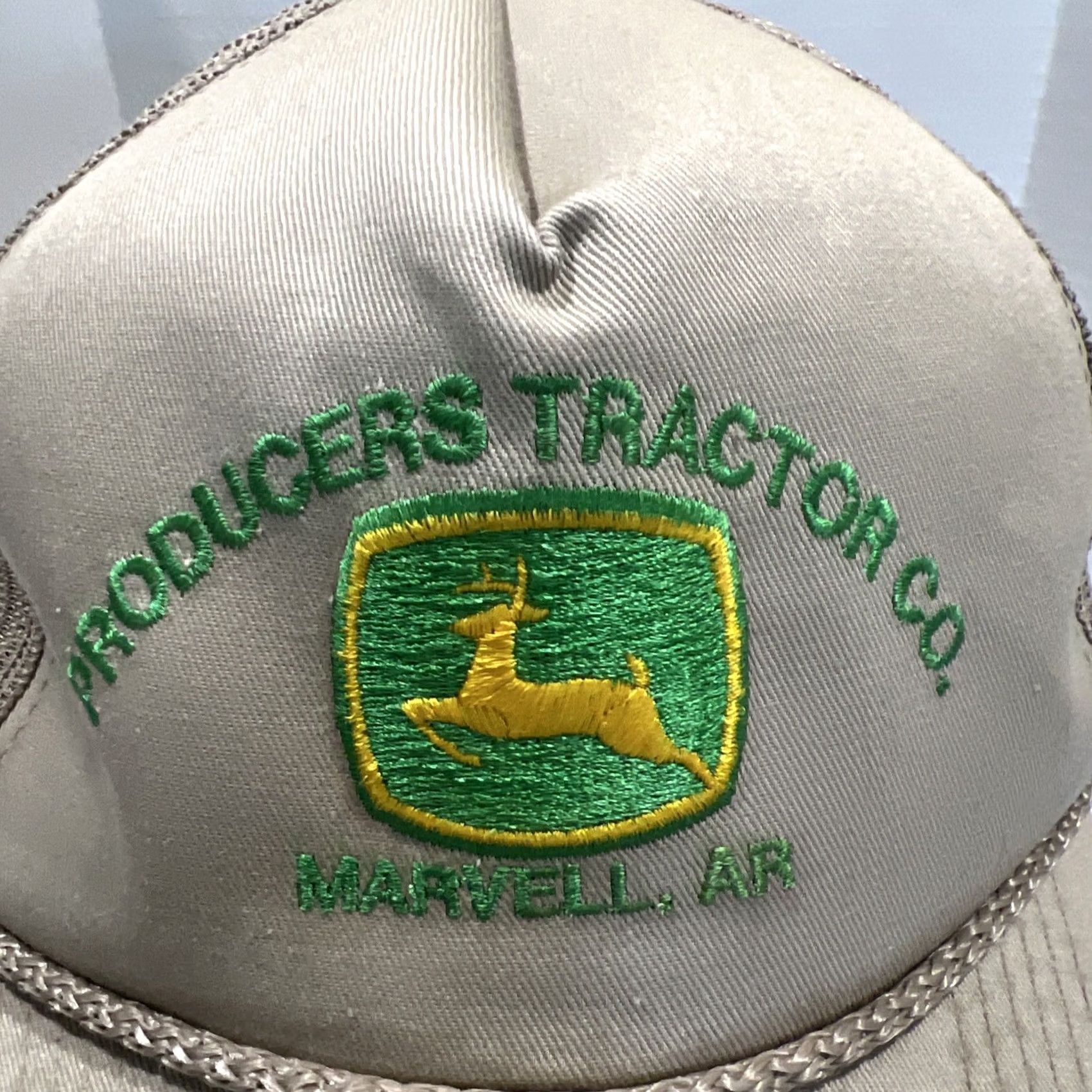 John Deere VINTAGE John Deere Hat Snapback Producers Tractor Co. Marvell Arkansas Rope Gray Farmers Workwear Mens Size ONE SIZE - 3 Thumbnail