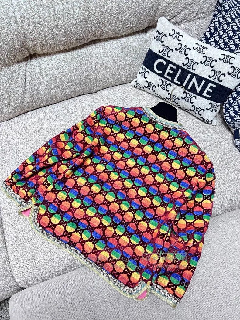 Gucci Gucci Rainbow plush full-print gold thread woven jacket Size S / US 4 / IT 40 - 3 Thumbnail