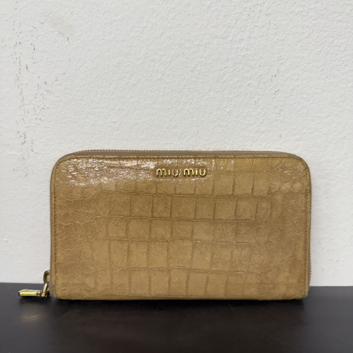 Miu Miu Vintage Miu Miu Runaway Croc Beige Long Wallet Archive Size ONE SIZE - 1 Thumbnail