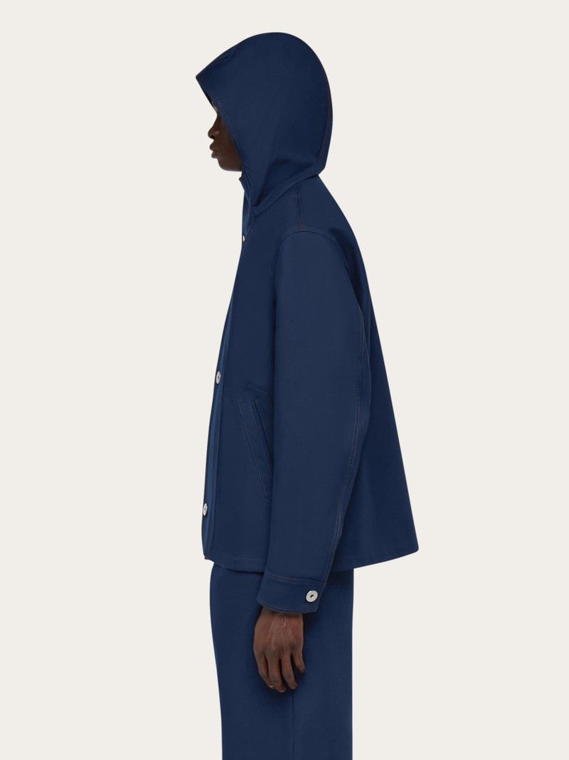 Salvatore Ferragamo o1s1rm0126 Denim Hooded Blouson Jacket in Blue Size US S / EU 44-46 / 1 - 8 Thumbnail
