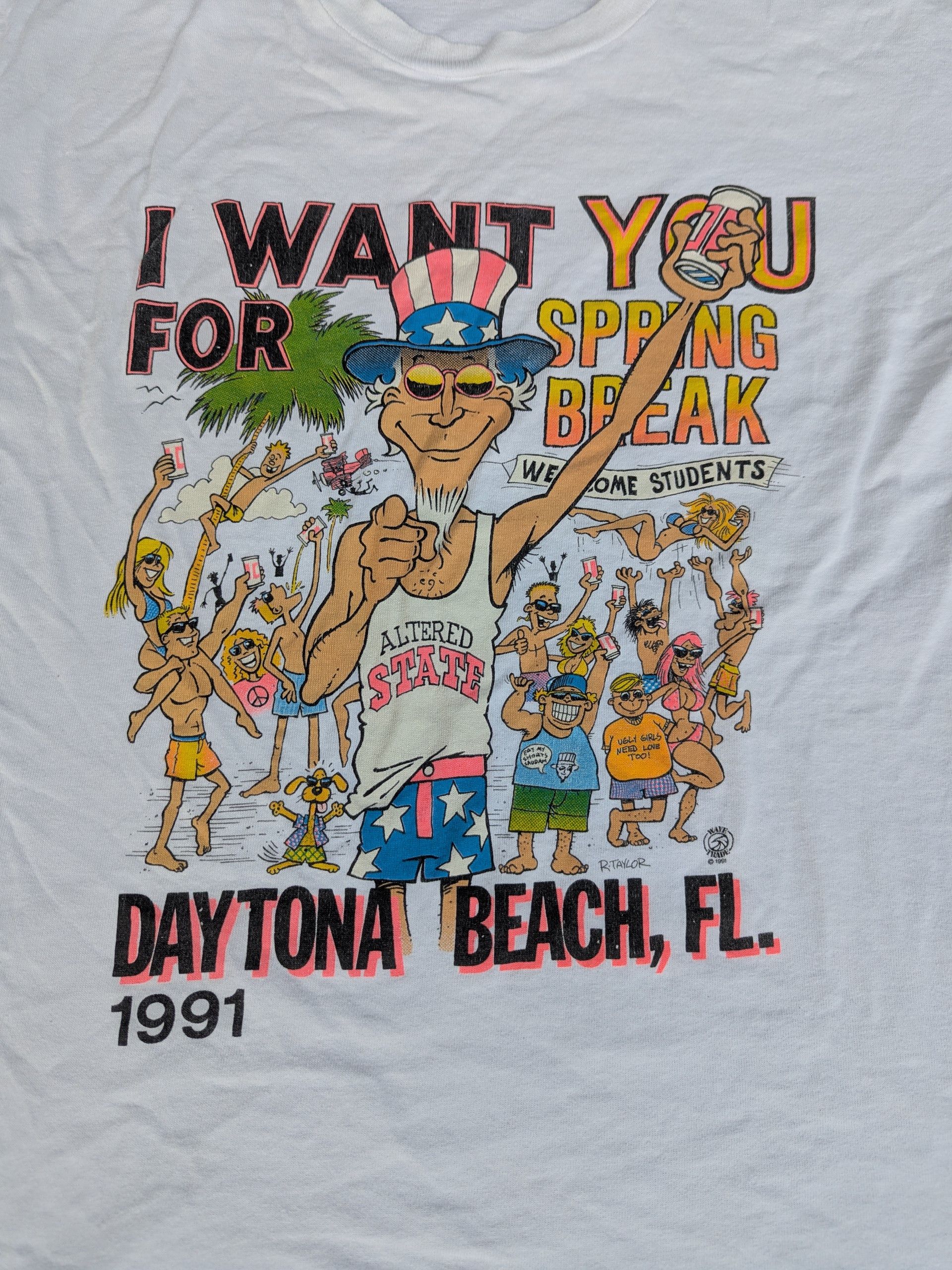 Daytona × Fruit Of The Loom × Vintage Vintage 90s Abraham Lincoln Daytona Beach Summer Party Tee Size US M / EU 48-50 / 2 - 4 Thumbnail
