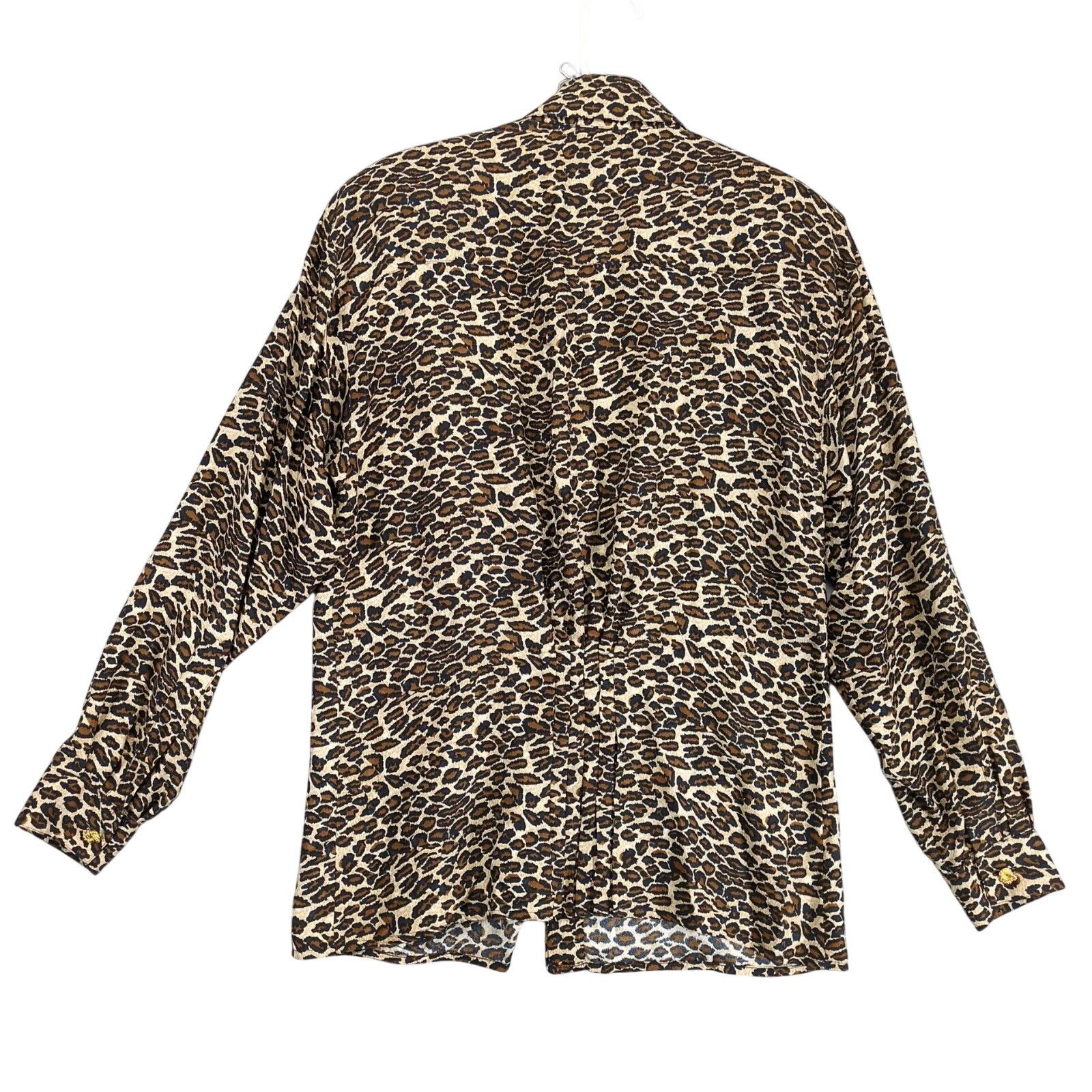 MAGGY LONDON Maggy London 100% Silk Leopard Print Blouse Top Women's 10 Size L / US 10 / IT 46 - 2 Thumbnail