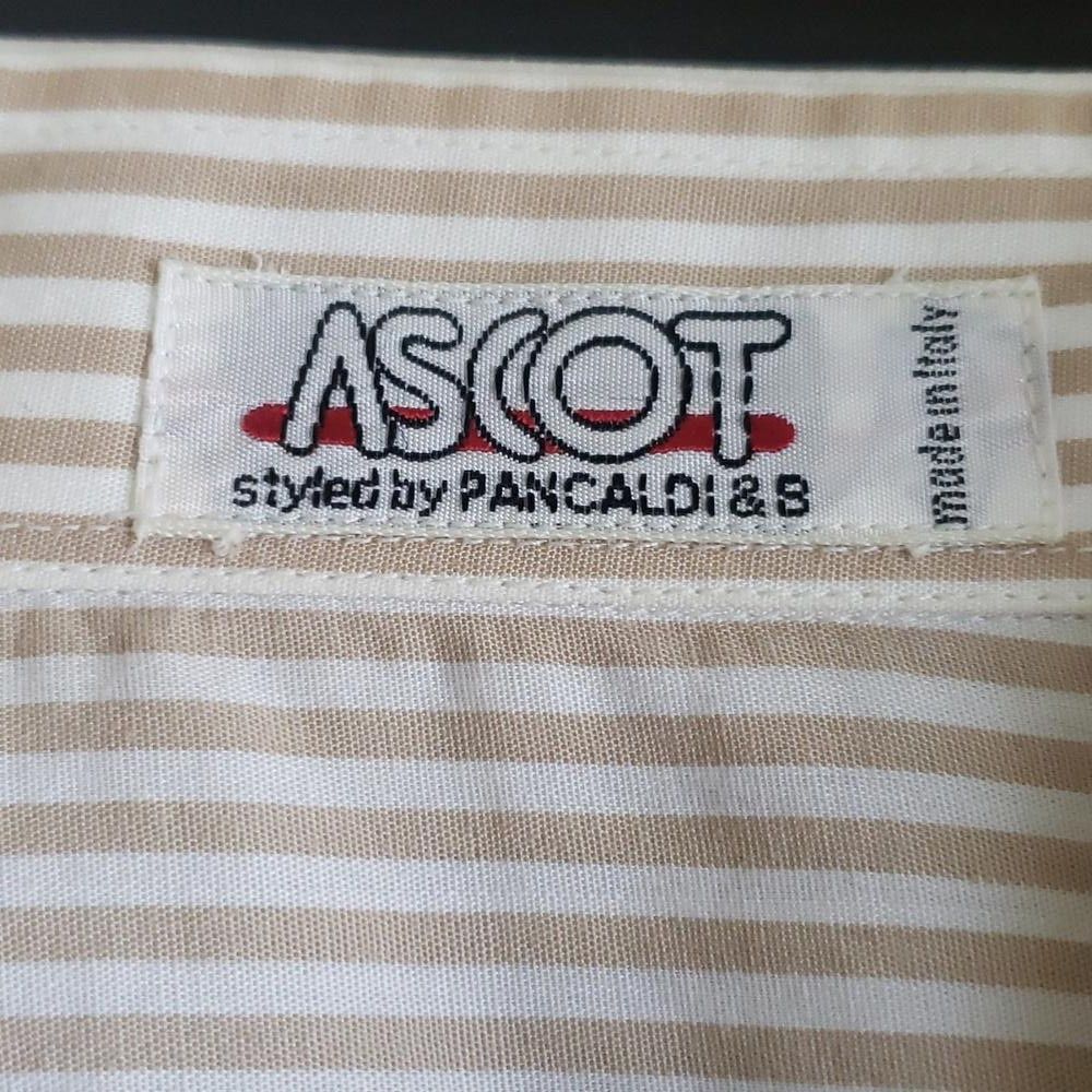 Designer CT1551 Ascot Men's Tan & white Striped Shirt 17/43 Size 38R - 4 Thumbnail