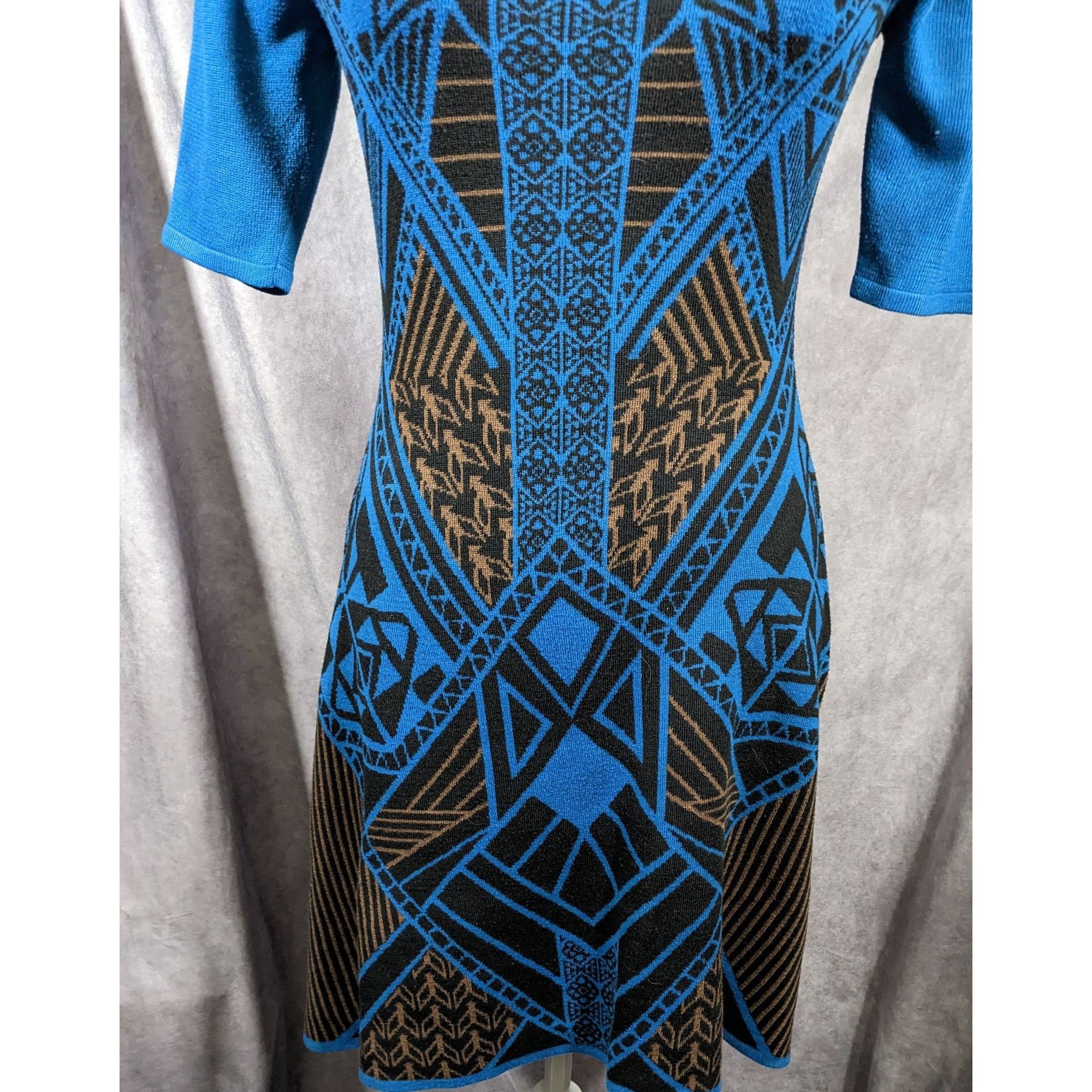 Other Flying Tomato Blue And Black Geometric Midi Dress Size Mediu Size M / US 6-8 / IT 42-44 - 7 Thumbnail