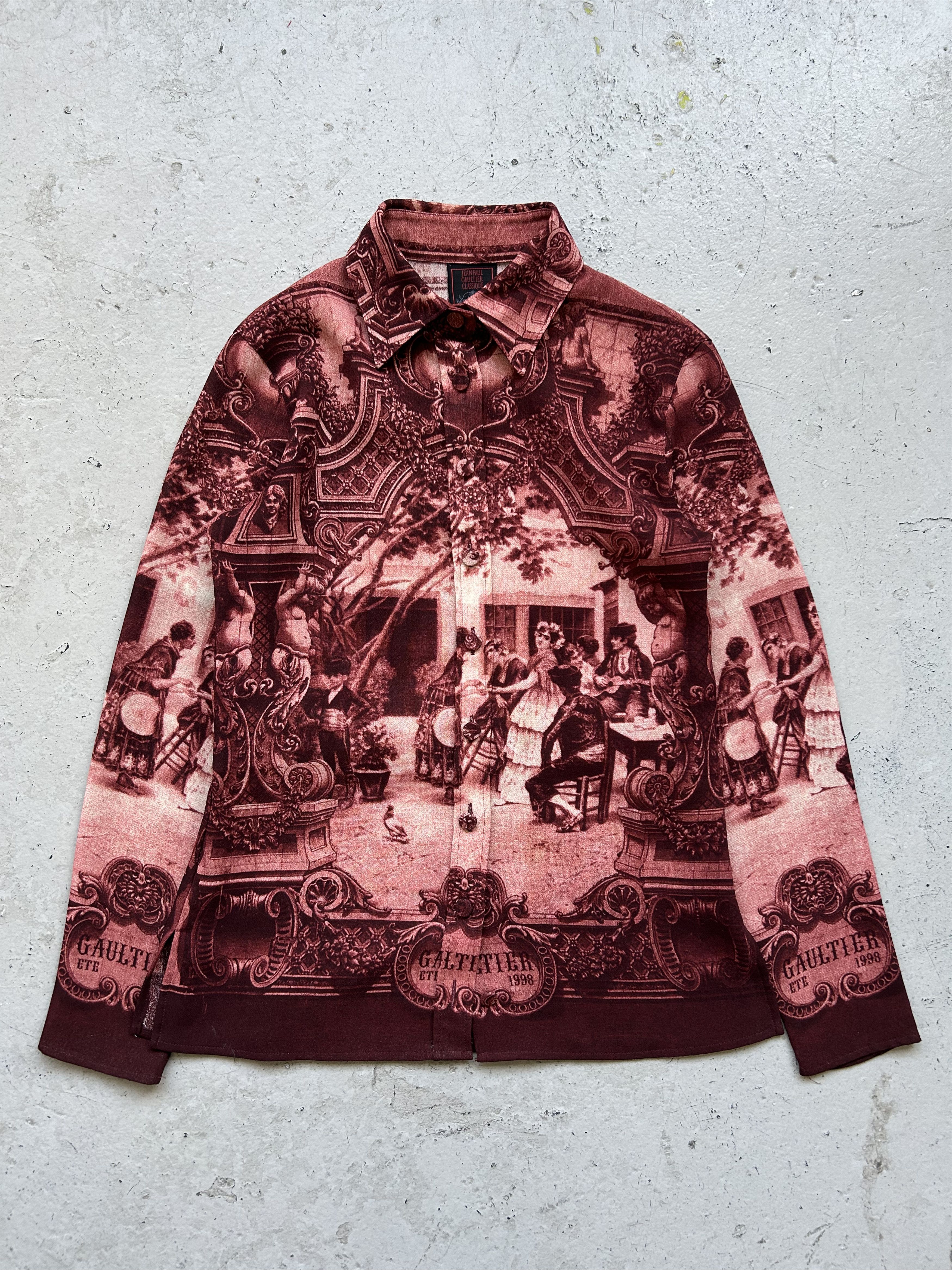 Jean Paul Gaultier Jean Paul Gaultier SS98 Maroon Print Button Up Size S / US 4 / IT 40 - 1 Thumbnail