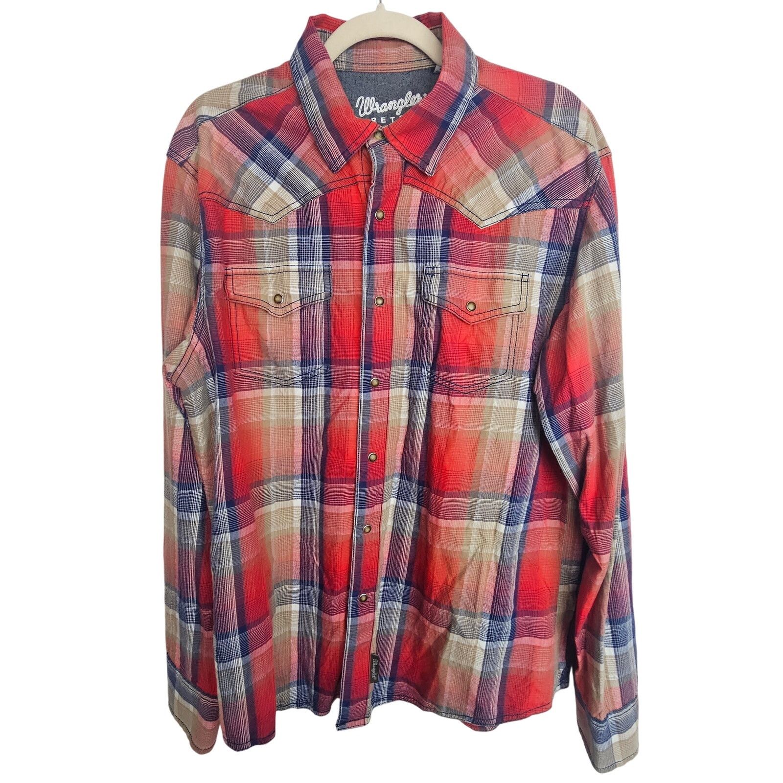 Wrangler Wrangler Retro Men Plaid Western Shirt L Snap Country Cowboy Size US L / EU 52-54 / 3 - 2 Thumbnail