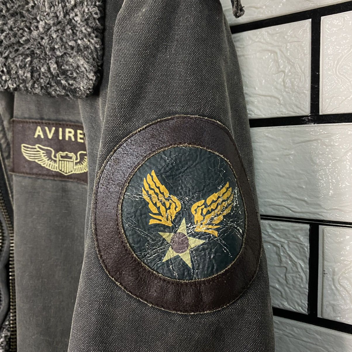 Avirex 🔥VINTAGE BIKER MILITARY JACKET AVIREX BIG LOGO BACKHIT USN Size US XL / EU 56 / 4 - 21 Thumbnail