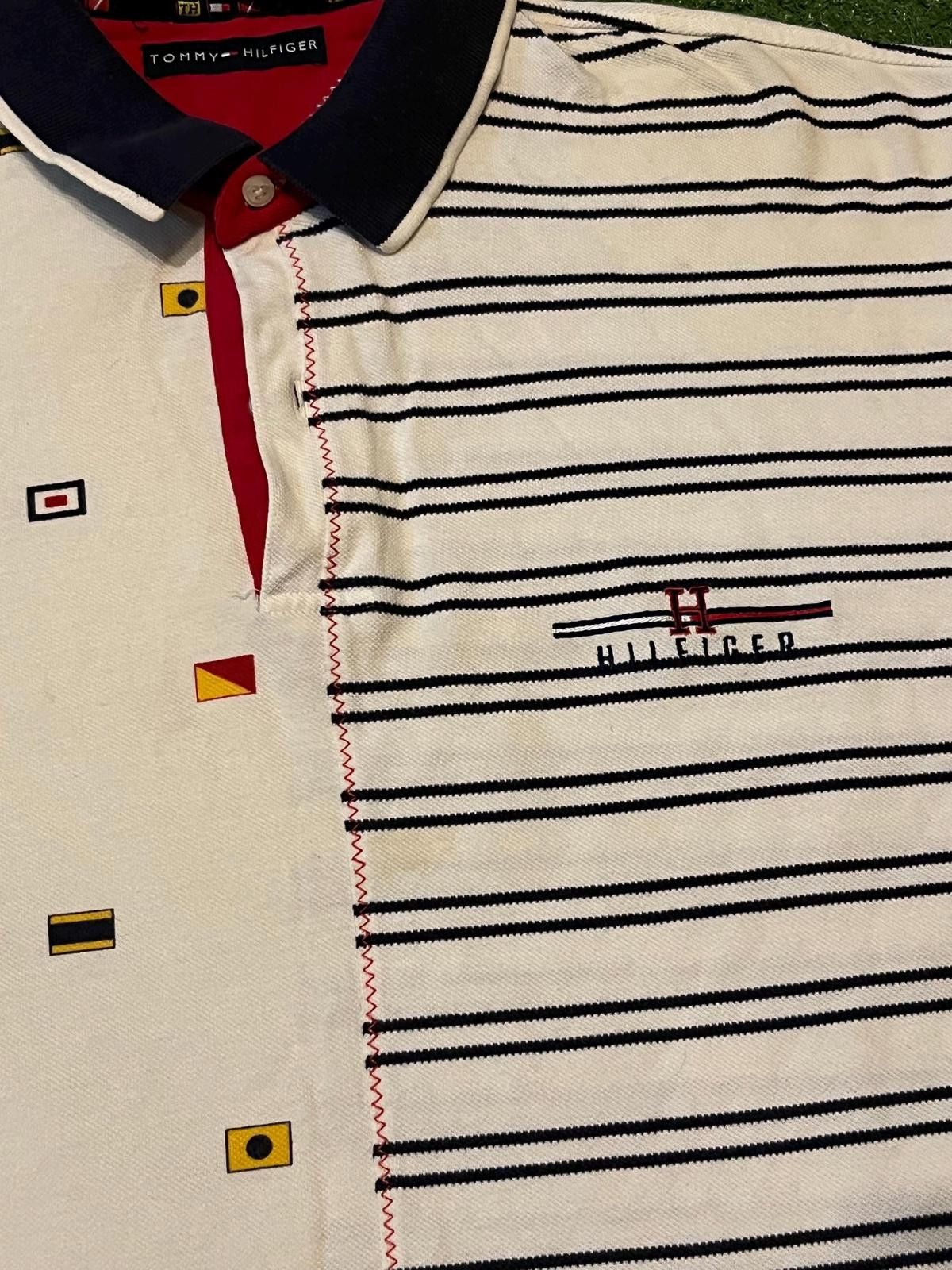 Tommy Hilfiger Tommy Hilfiger Mens Polo Shirt Half Striped Half Flag Print Size ONE SIZE - 3 Thumbnail