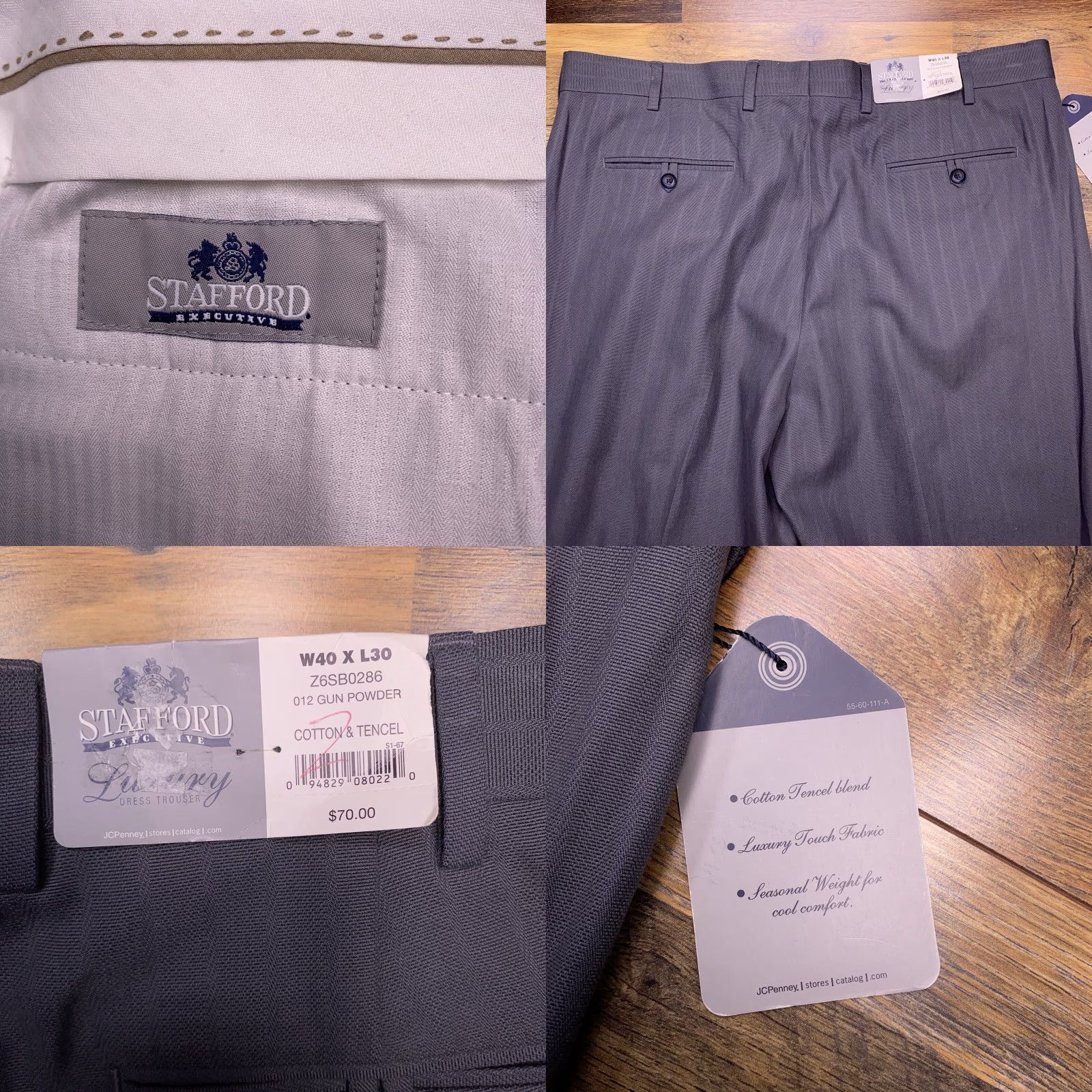 Stafford Stafford Pants Dress Pants 40x30 Gray Cotton Tencel Pleated Cuffed New Classic Men Regular Shirt? Size US 40 / EU 56 - 8 Thumbnail