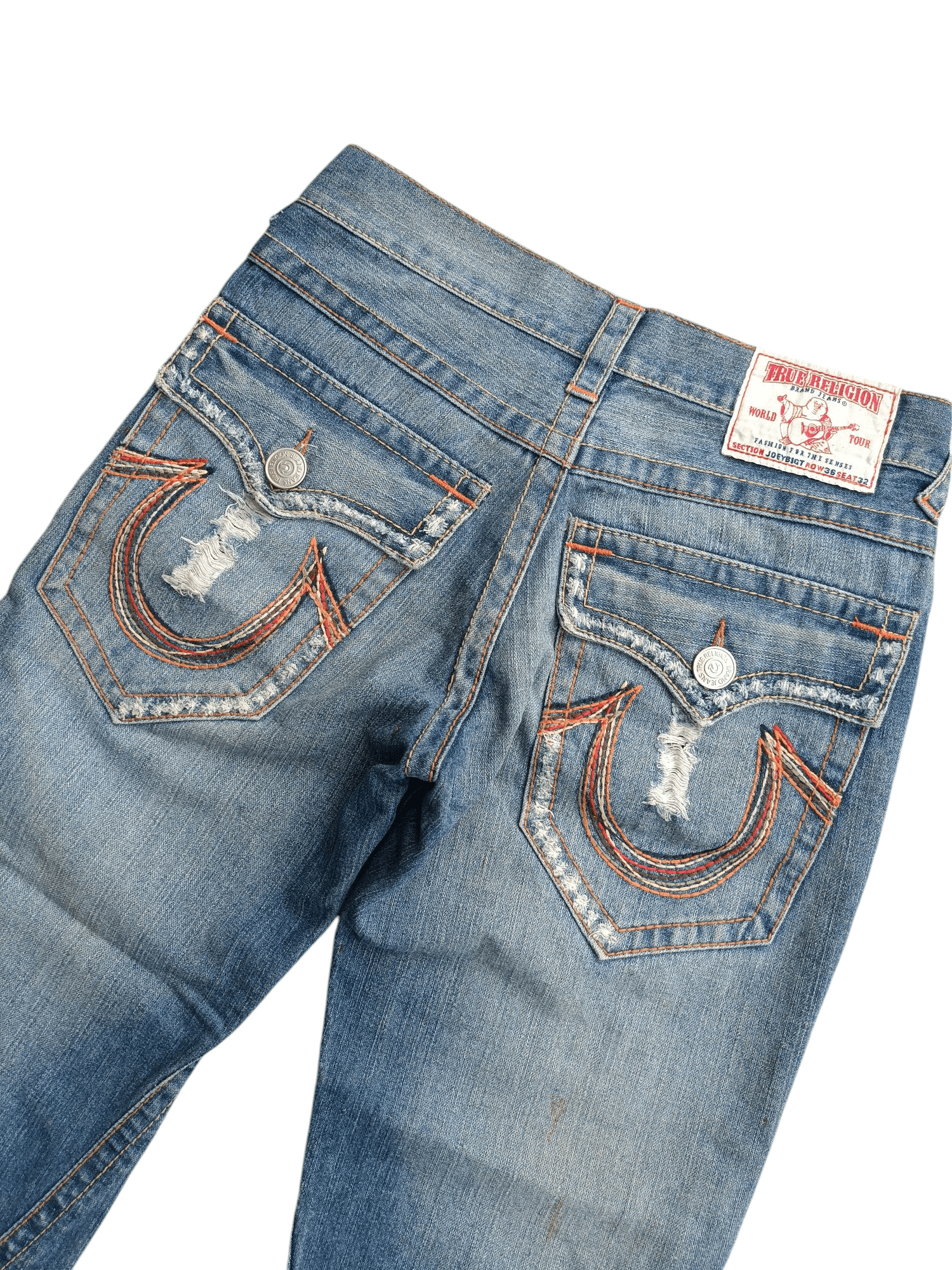 True Religion × Vintage FLARED🔥True Religion Joey Big T Rainbow Distressed Jeans Size US 30 / EU 46 - 15 Thumbnail