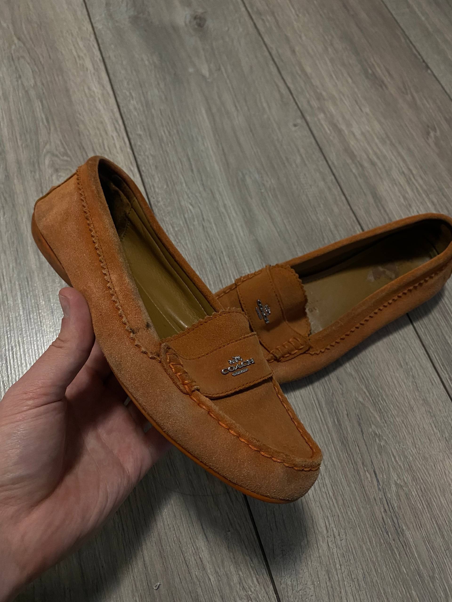Coach Coach Loafers Suede Orange Ballet Flats Mini Logo Size US 7.5 / IT 37.5 - 1 Thumbnail