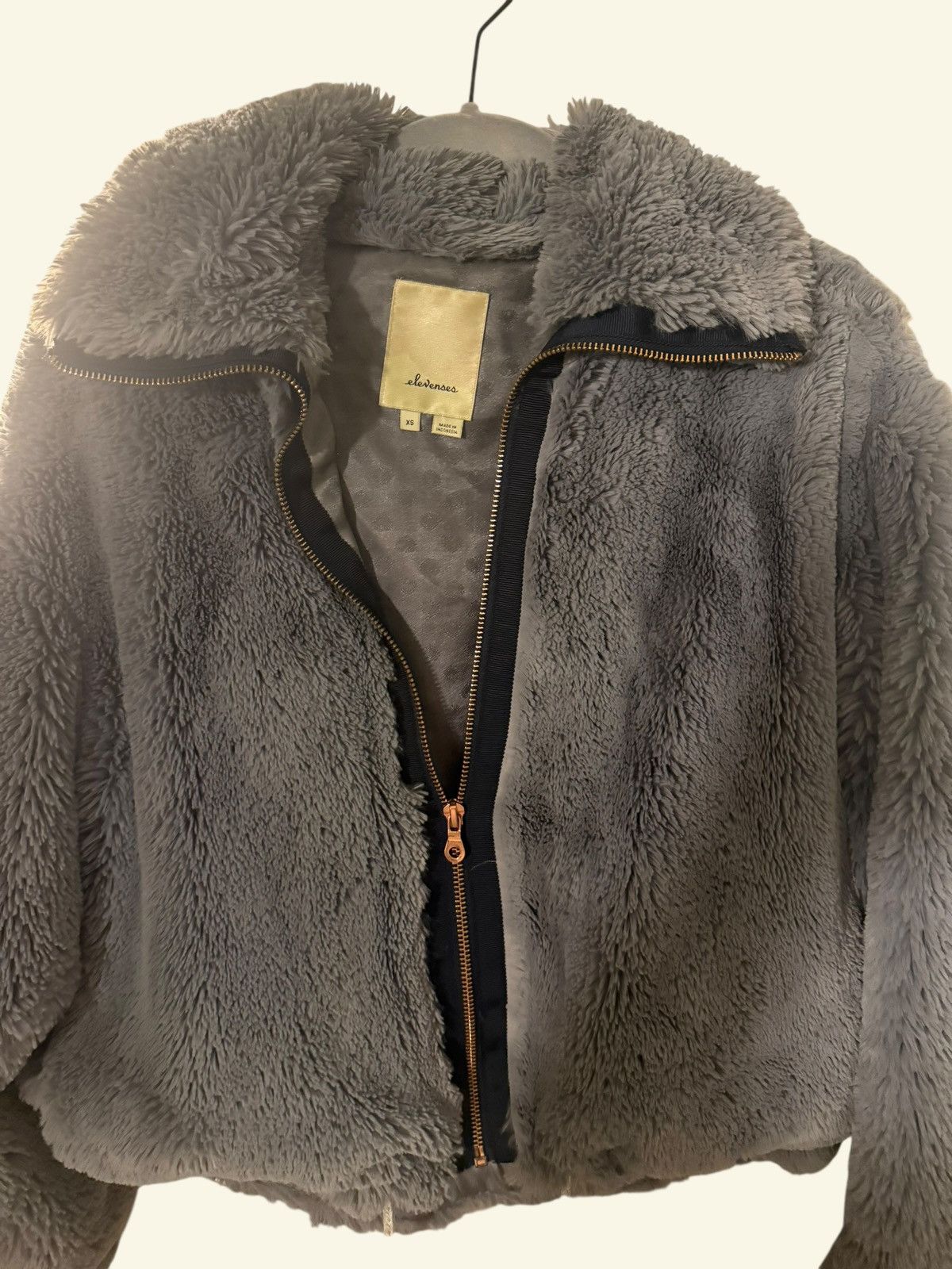 Anthropologie Elevensees Anthropologie Faux Fur Teddy Jacket Gray XS Cozy Size XS / US 0-2 / IT 36-38 - 3 Thumbnail
