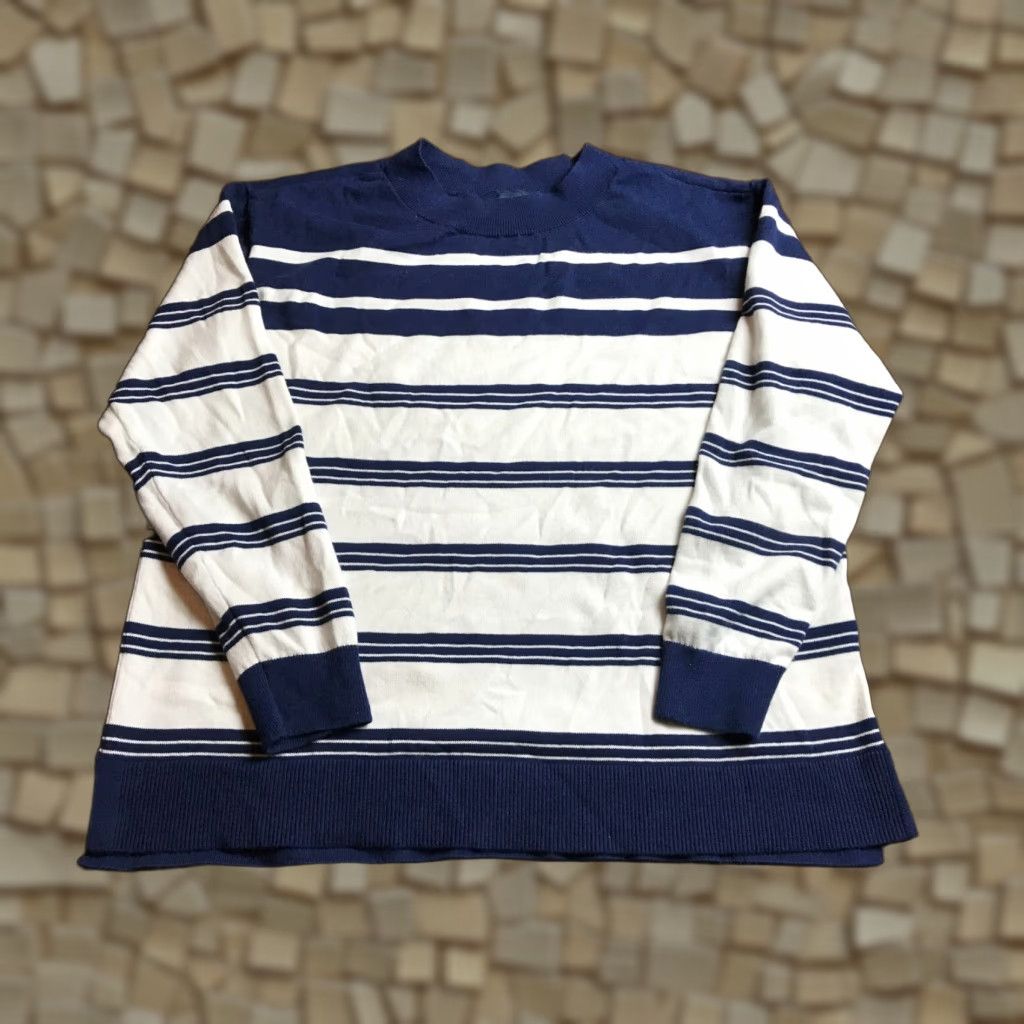 Lands' End Lands' End Sweater Womens Size Medium 10-12 Navy Blue White Striped Pullover Size M / US 6-8 / IT 42-44 - 1 Thumbnail