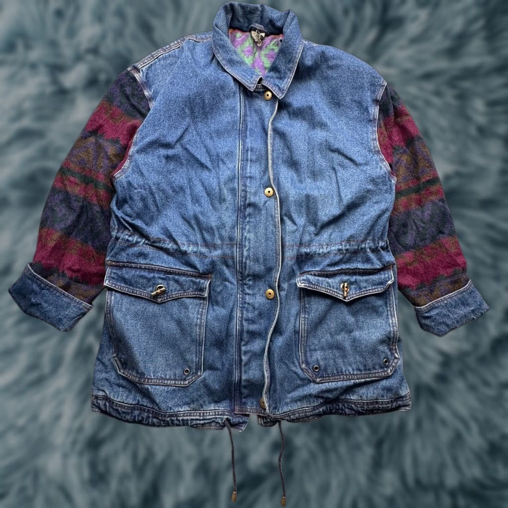 Denime VINTAGE Outbrook Denim Southwestern Aztec Lined Chore Coat Jacket Women Large Size L / US 10 / IT 46 - 1 Thumbnail