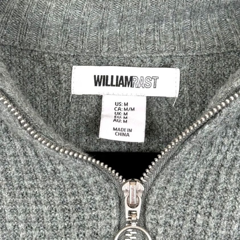 Vintage William Rast Gray Waffle-Knit 1/4 Zip Long Sleeve Pullover Sweater - Medium, Women’s, M, Solid, Preppy, School, Casual, Workwear Size M / US 6-8 / IT 42-44 - 3 Thumbnail
