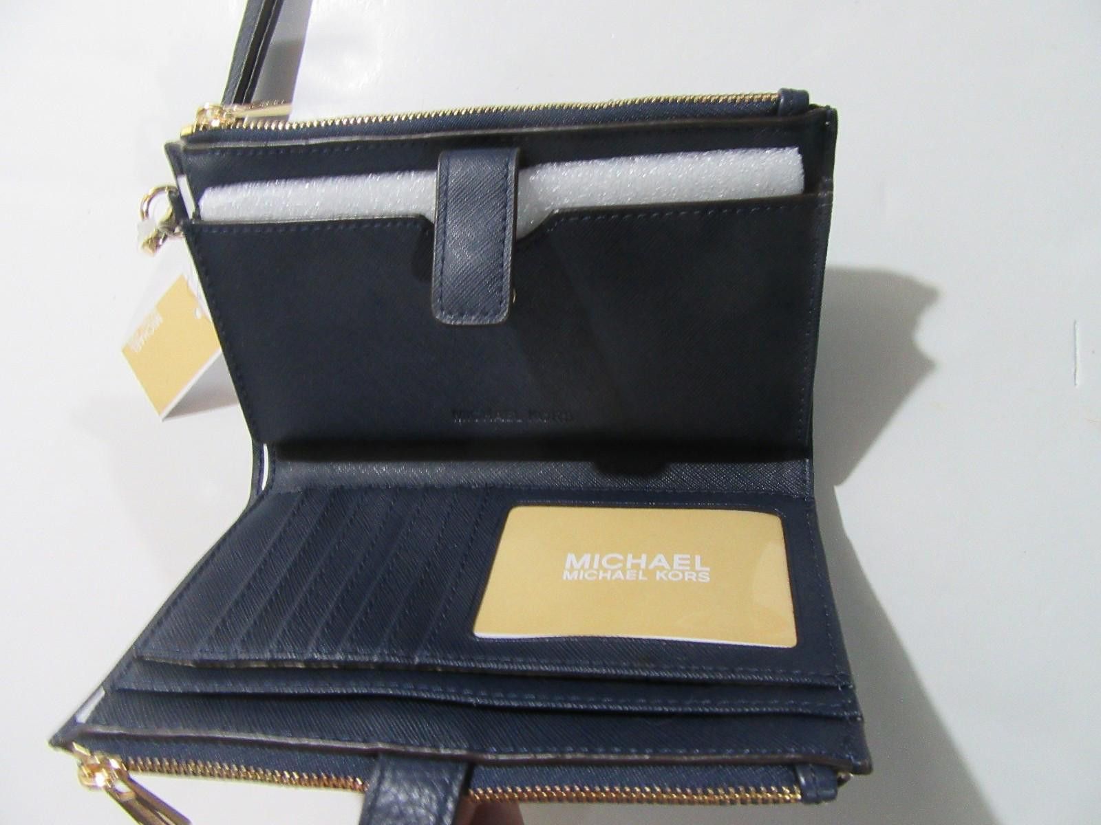 Michael Kors Michael Kors Jet Set Travel Double Zip Leather Wallet Navy Size ONE SIZE - 3 Thumbnail