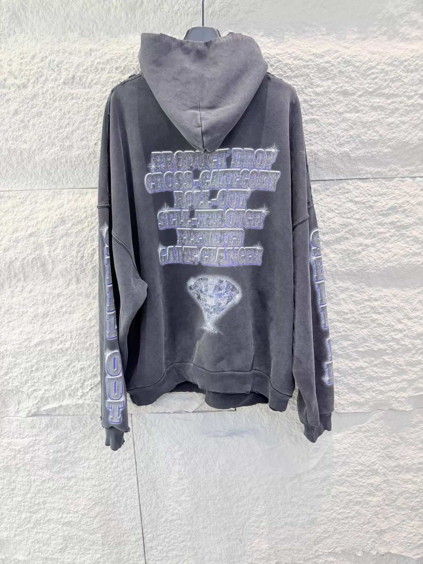 Balenciaga Balenciaga SNBN Diamond Letter Print Hoodie Black Unisex 3 Size US L / EU 52-54 / 3 - 4 Thumbnail