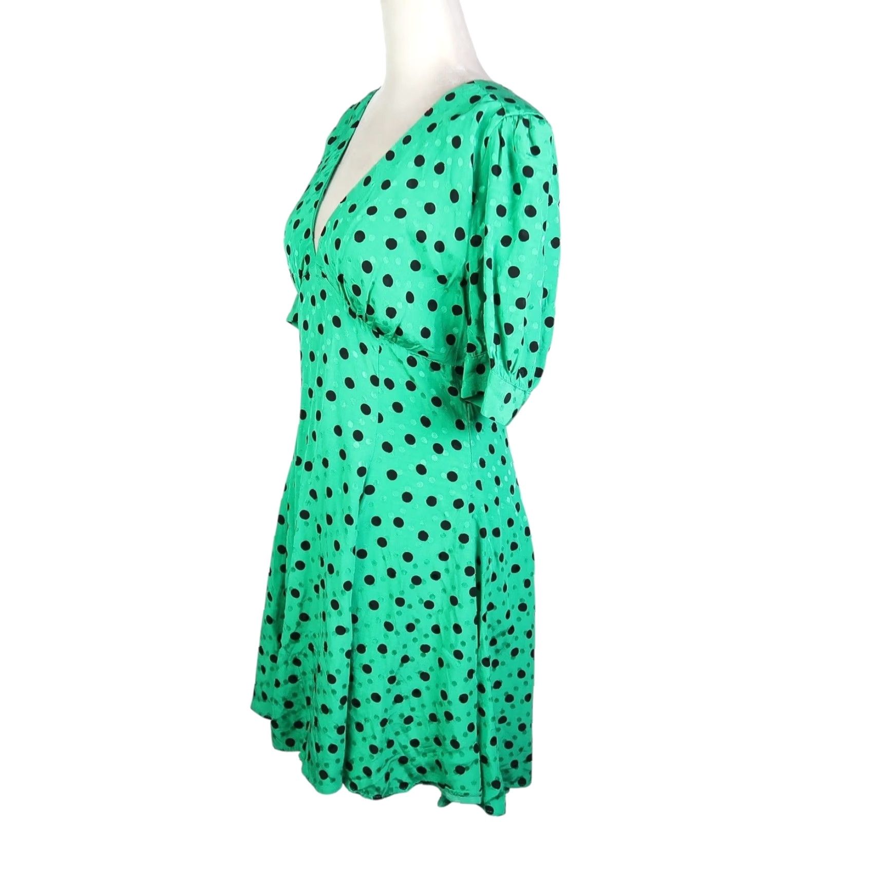 Topshop Dress Polka Dot Satin Fit and Flare V-Neck Mini 6 NWT Womens