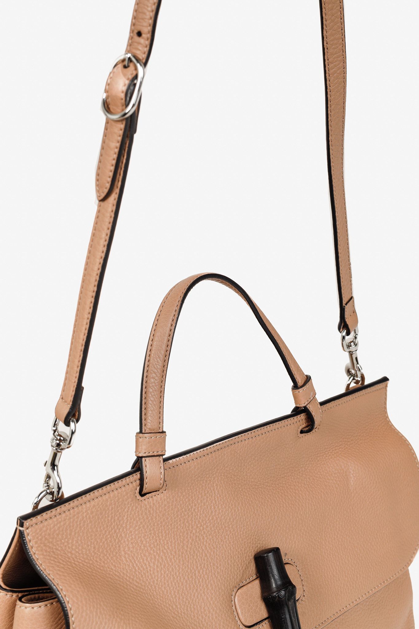 Gucci Gucci Bamboo Daily Rose Beige Leather Large Top Handle Bag Size ONE SIZE - 6 Thumbnail