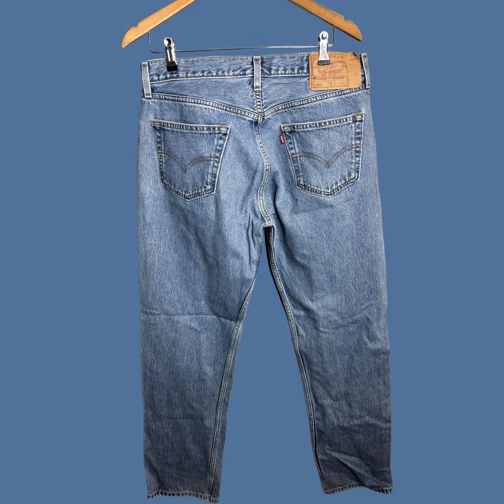 Levi's Levis 501 Jeans Mens 36x34 Light Wash Blue Denim Button Fly Straight Leg Classic Size US 36 / EU 52 - 1 Thumbnail