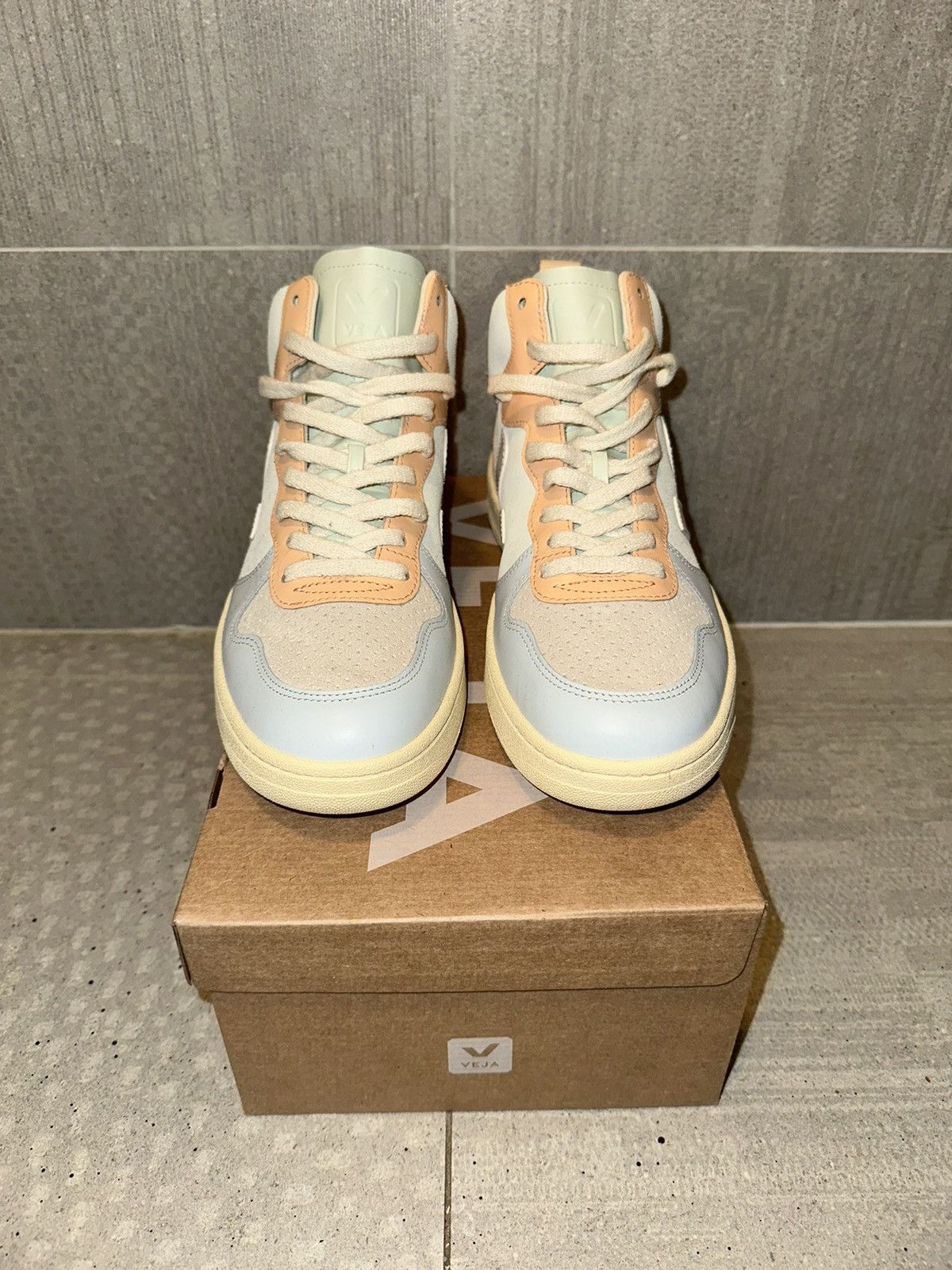 image of Veja V-15 Jade White Multico Shoes, Men's (Size 9)