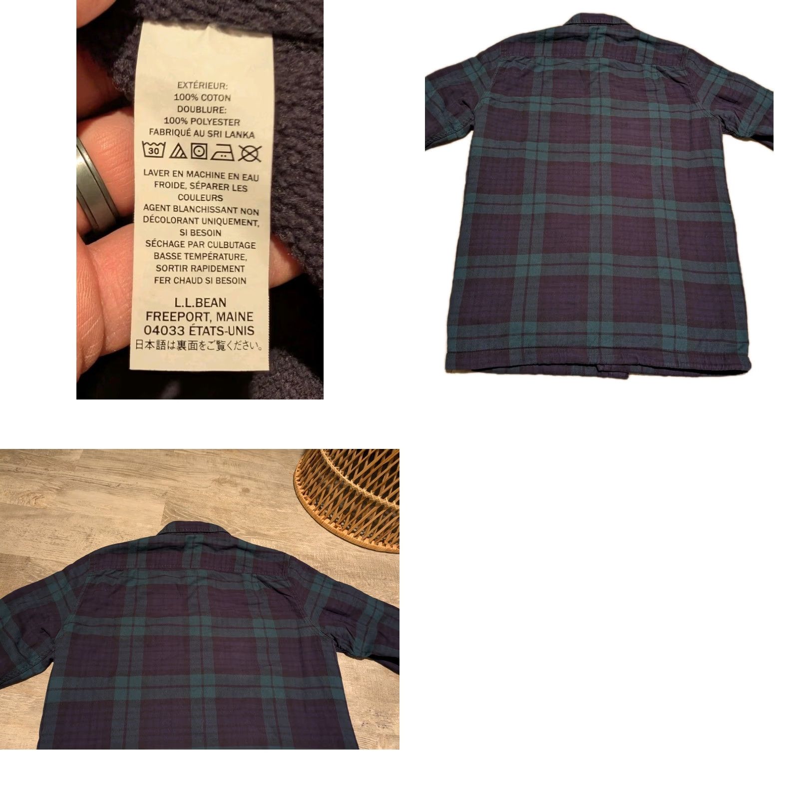 Vintage VINTAGE is not applicable; LL Bean Mens M Tall Fleece-Lined Flannel Button Up Shirt Jacket Buffalo Plaid Green Casual Workwear Size US M / EU 48-50 / 2 - 9 Thumbnail