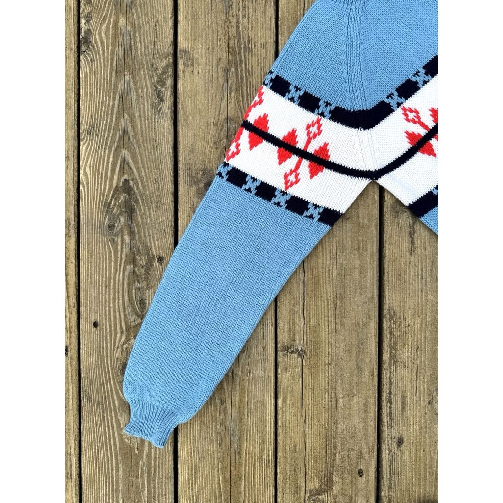 Vintage VINTAGE Nordic Ski Sweater Blue Red White Knit S Adult XS 70s 80s JCPenney Size S / US 4 / IT 40 - 3 Thumbnail