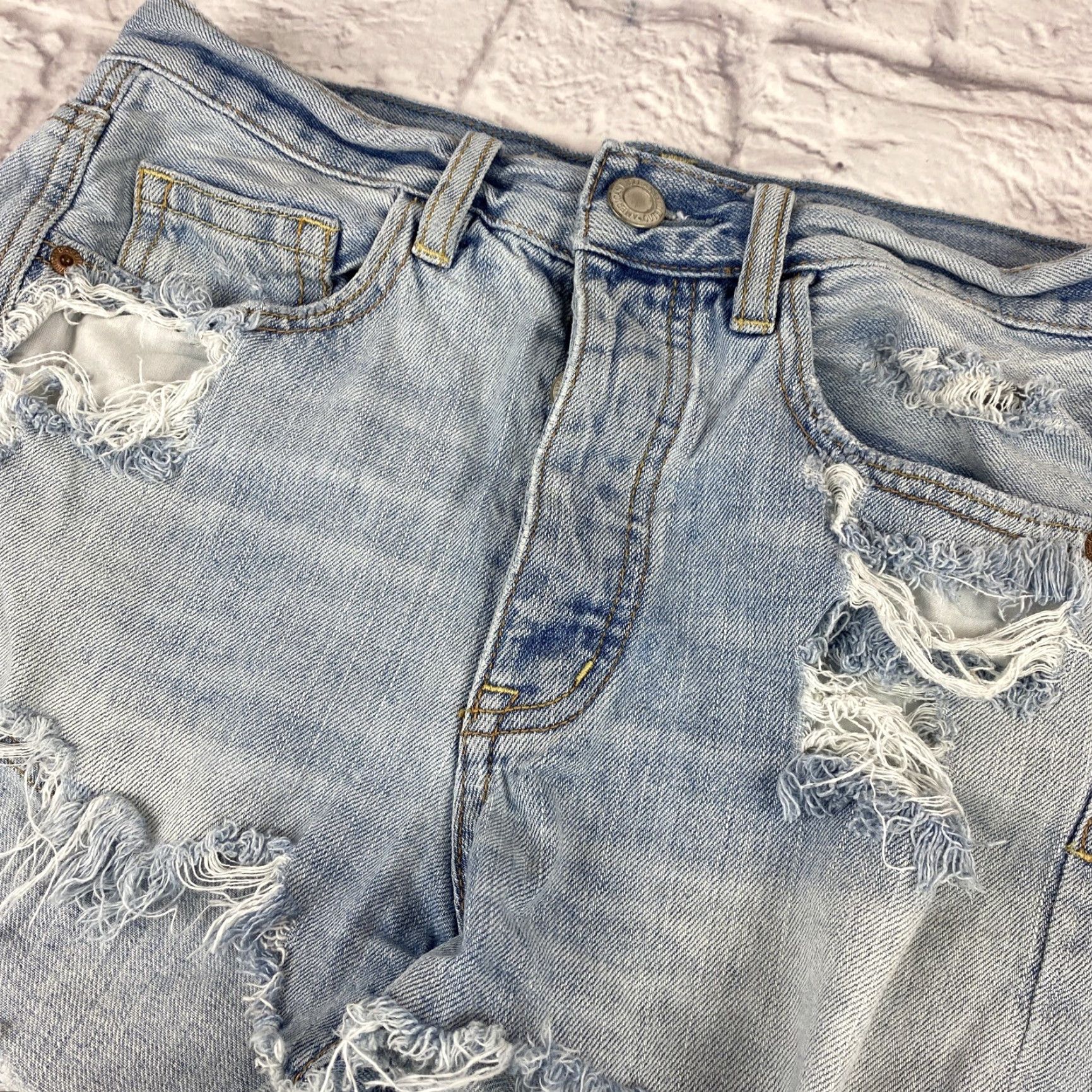 American Eagle Outfitters American Eagle Womens Jean Shorts Size 4 Mid Rise Cut-Off Distressed Button Fly Size 27" / US 4 / IT 40 - 3 Thumbnail