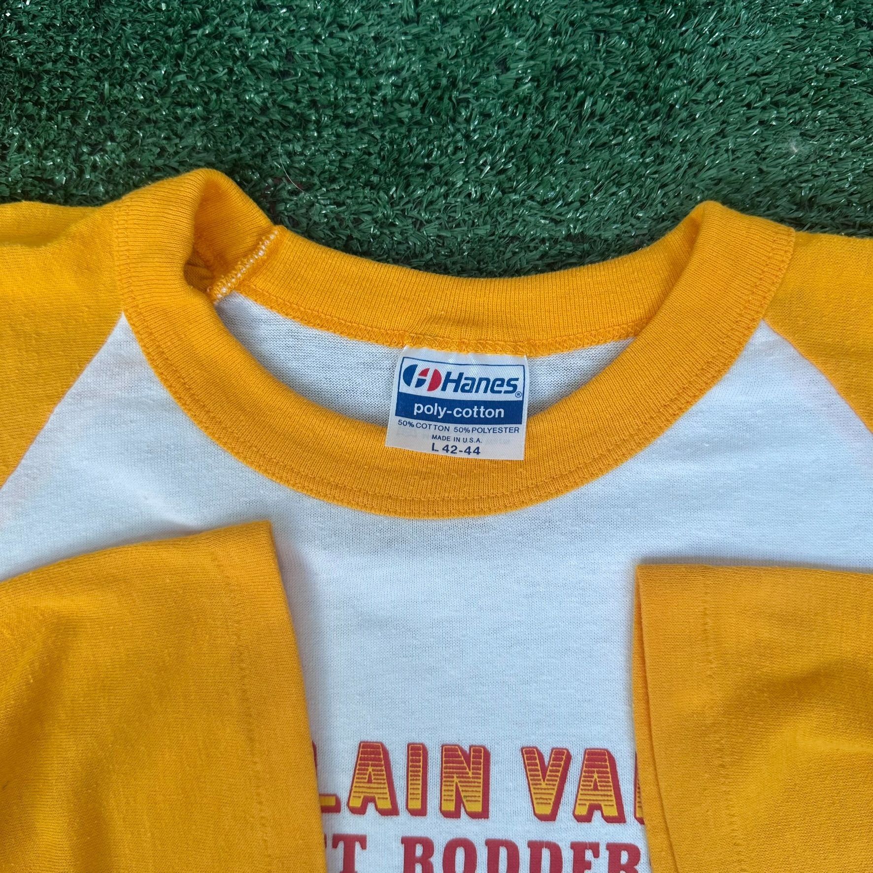 Hanes Vintage 80s Champlain Valley Hot Rods Raglan T-Shirt Single Size US L / EU 52-54 / 3 - 3 Thumbnail