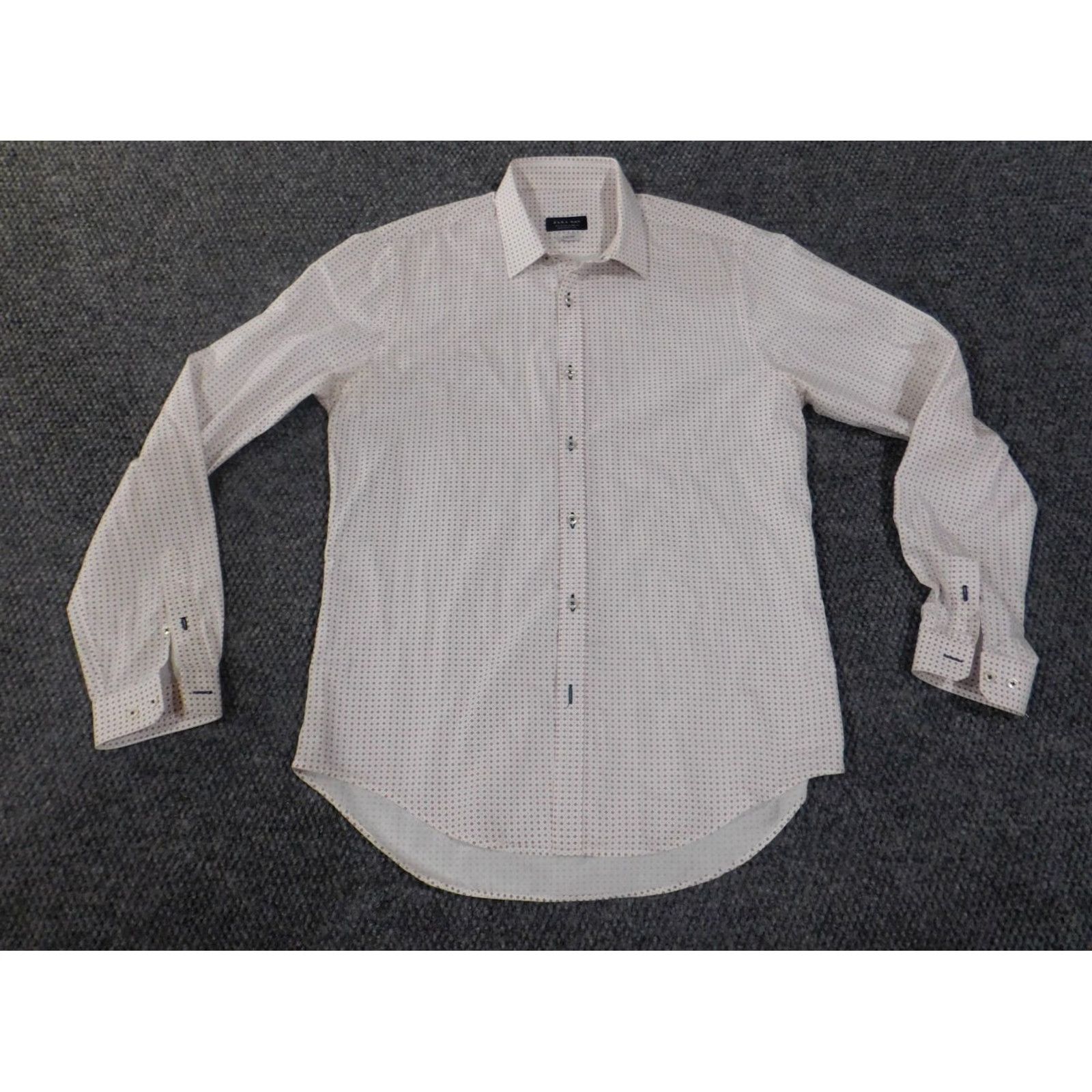 Zara Zara Shirt Mens Medium White Slim Geometric Button-Up Knit Cotton Size US M / EU 48-50 / 2 - 2 Thumbnail