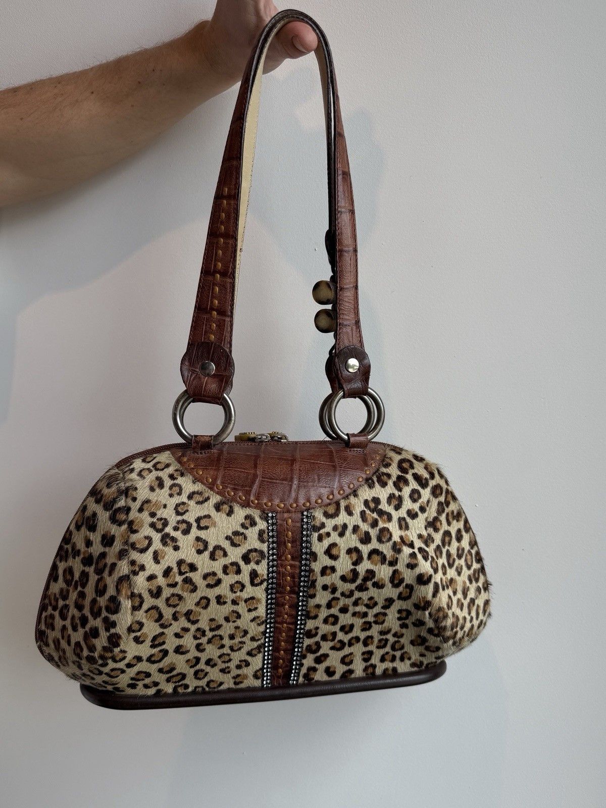 Other Alaluna Leopard Leather Brown Bag Vintage Boho Glam Size ONE SIZE - 10 Thumbnail