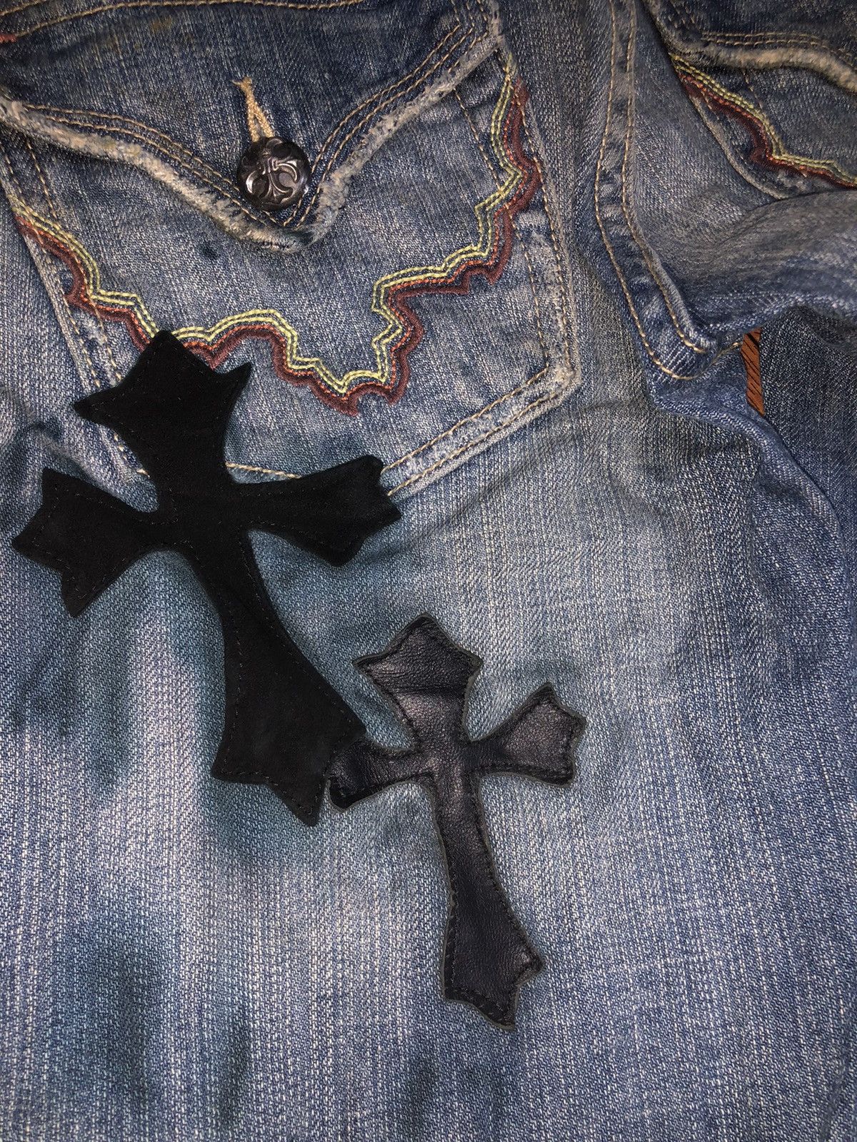 Designer × Japanese Brand × Miss Me Vintage Miss Me Denim Jeans Leather Cross Patches Size 28" / US 6 / IT 42 - 10 Thumbnail