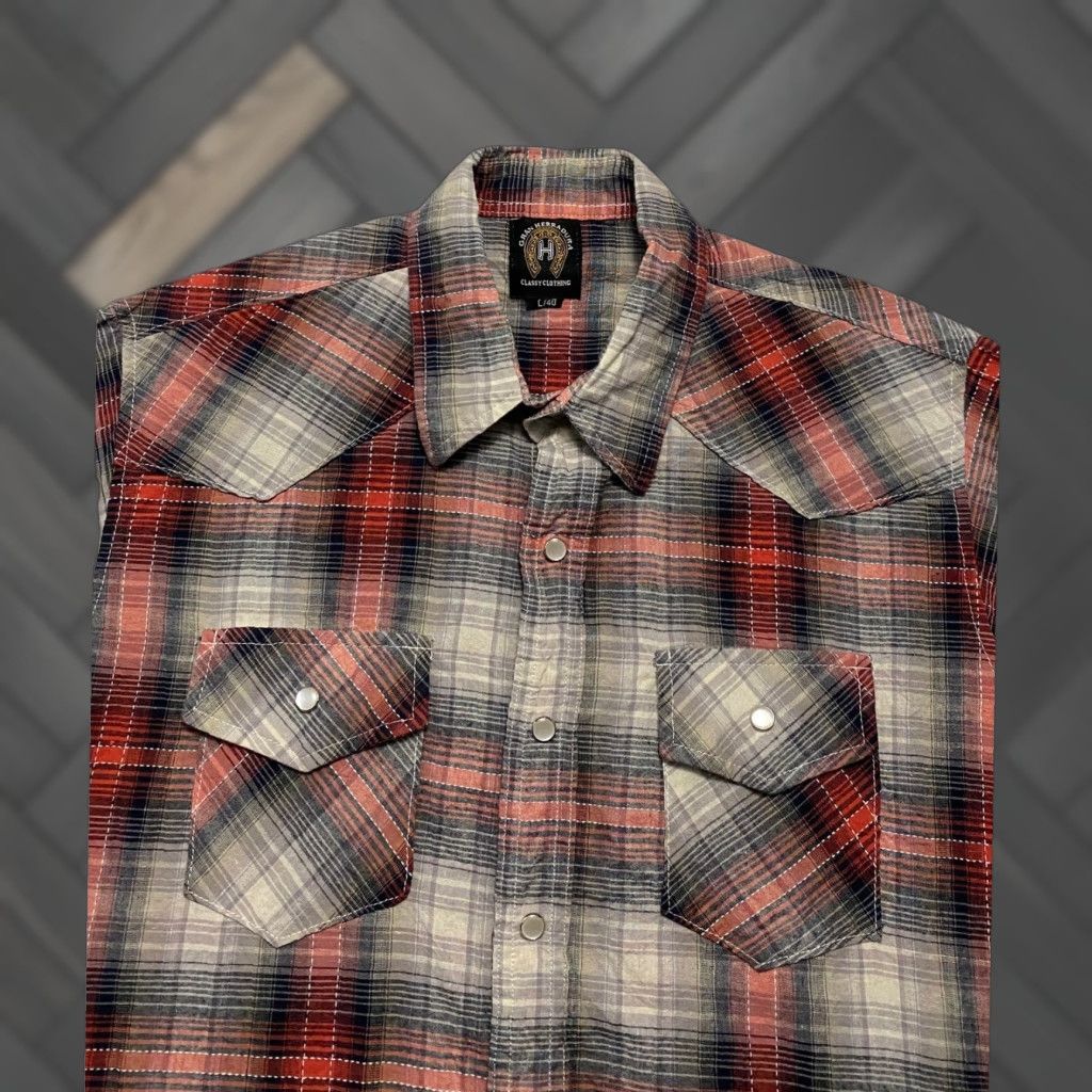 Vintage Gran Herradura Western Shirt Pearl Snap Mens Size L Plaid Long Sleeve Shirt Size US L / EU 52-54 / 3 - 1 Thumbnail