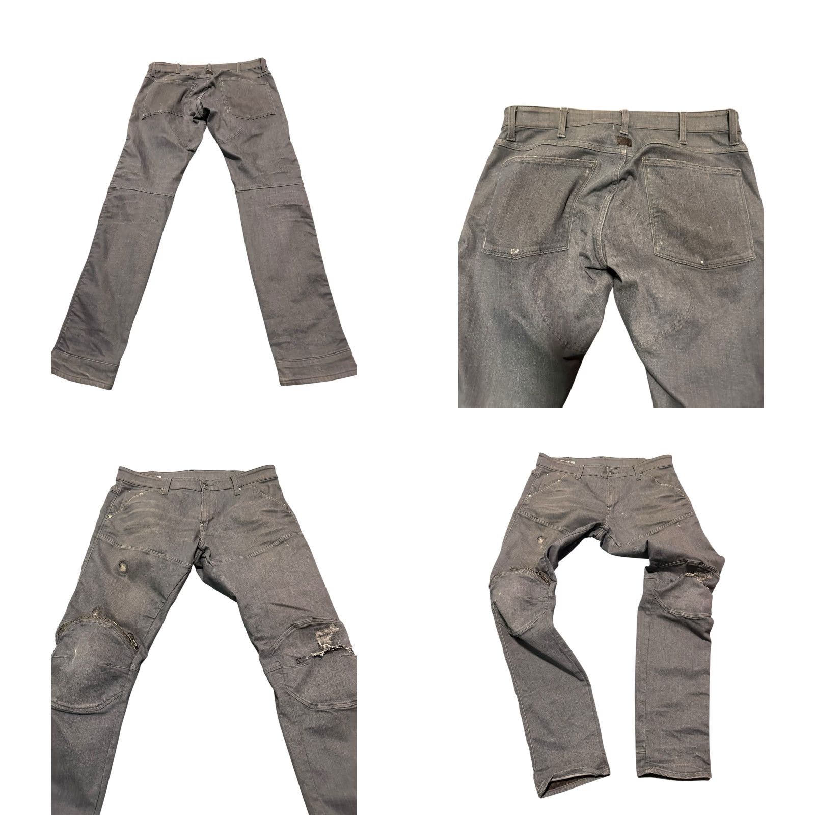 Vintage G-Star RAW 5620 3D Zip Knee Skinny Jeans Grey Distressed Moto Men’s 34x32 Size US 34 / EU 50 - 8 Thumbnail