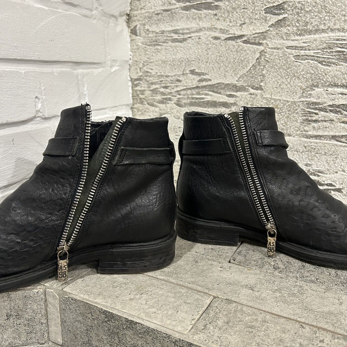 A.S.98 A.S. 98 Avant Garde Distressed Ankle Boots Guidi Style Size US 7 / IT 37 - 16 Thumbnail