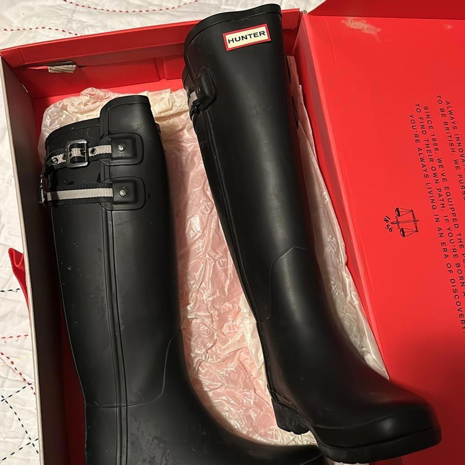 Hunter Hunter Women's Refined Webbing Backstrap Tall Boots - Black Size US 5 / IT 35 - 3 Thumbnail