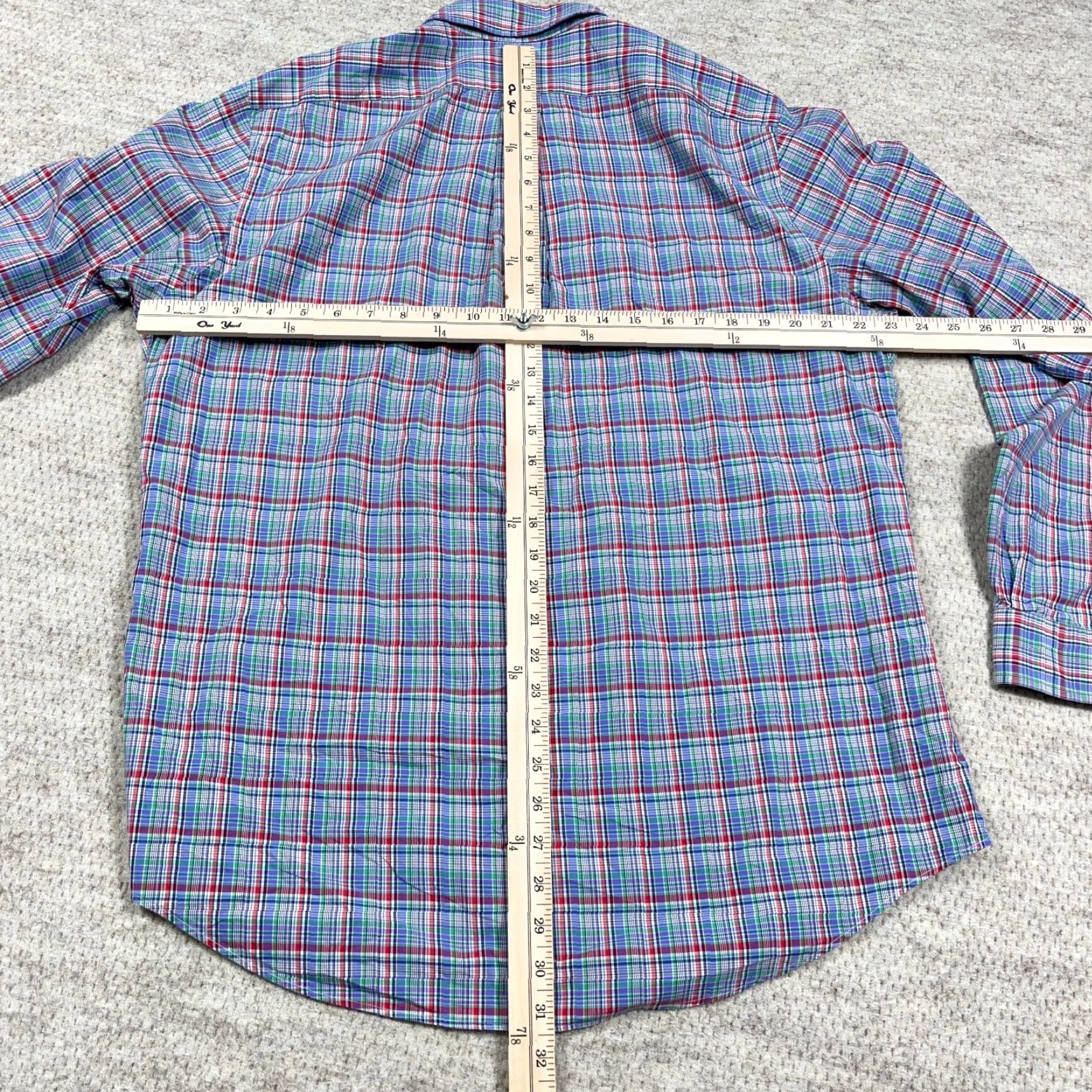 Ralph Lauren Ralph Lauren Shirt Men Large Blue Red Plaid Button Up Poplin Pony Dress Preppy Size 42R - 7 Thumbnail