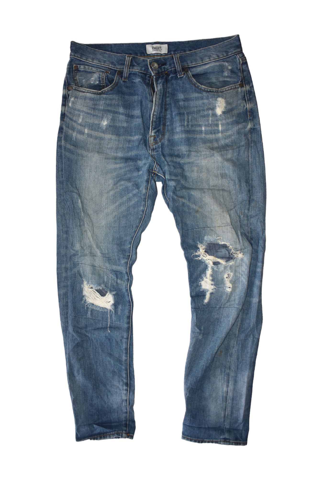 Japanese Brand × Jean Japanese Inherit Distress Slim Denim size 33 Size US 33 - 1 Thumbnail