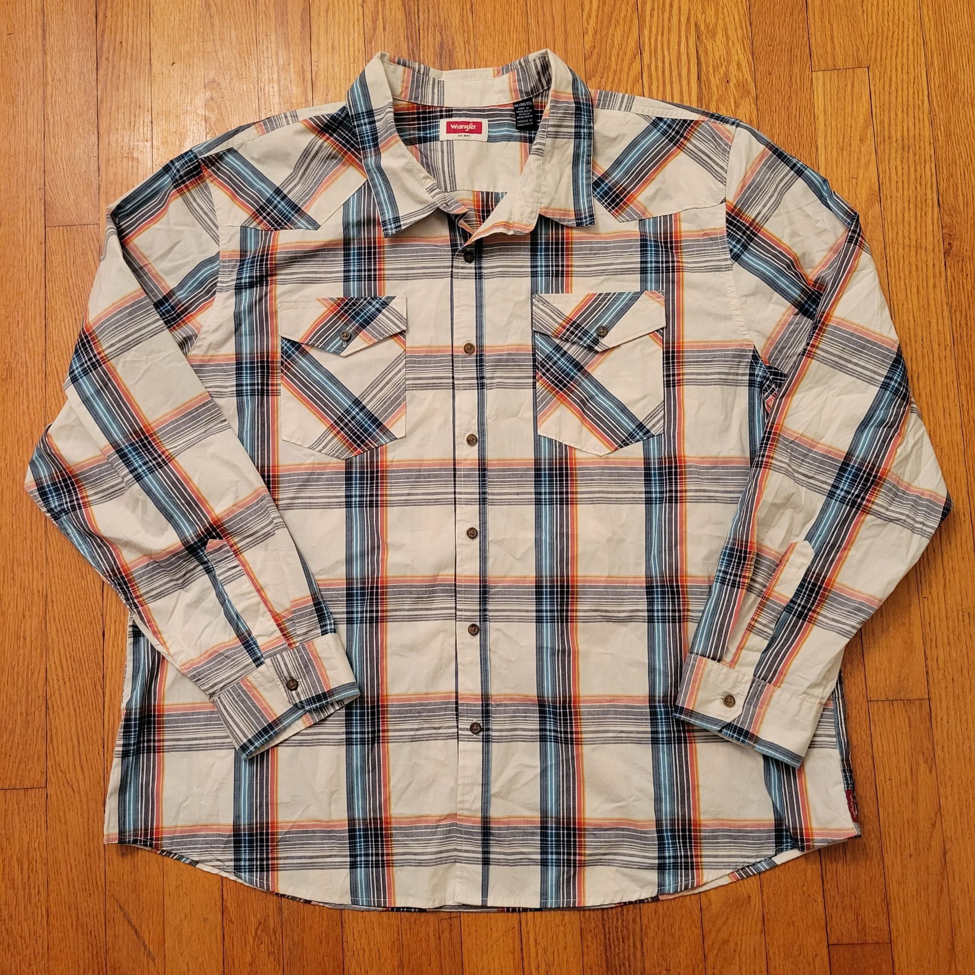 Wrangler Wrangler Long Sleeve Plaid Blue Red Shirt 3XL Cotton Button Size US XXL / EU 58 / 5 - 1 Thumbnail