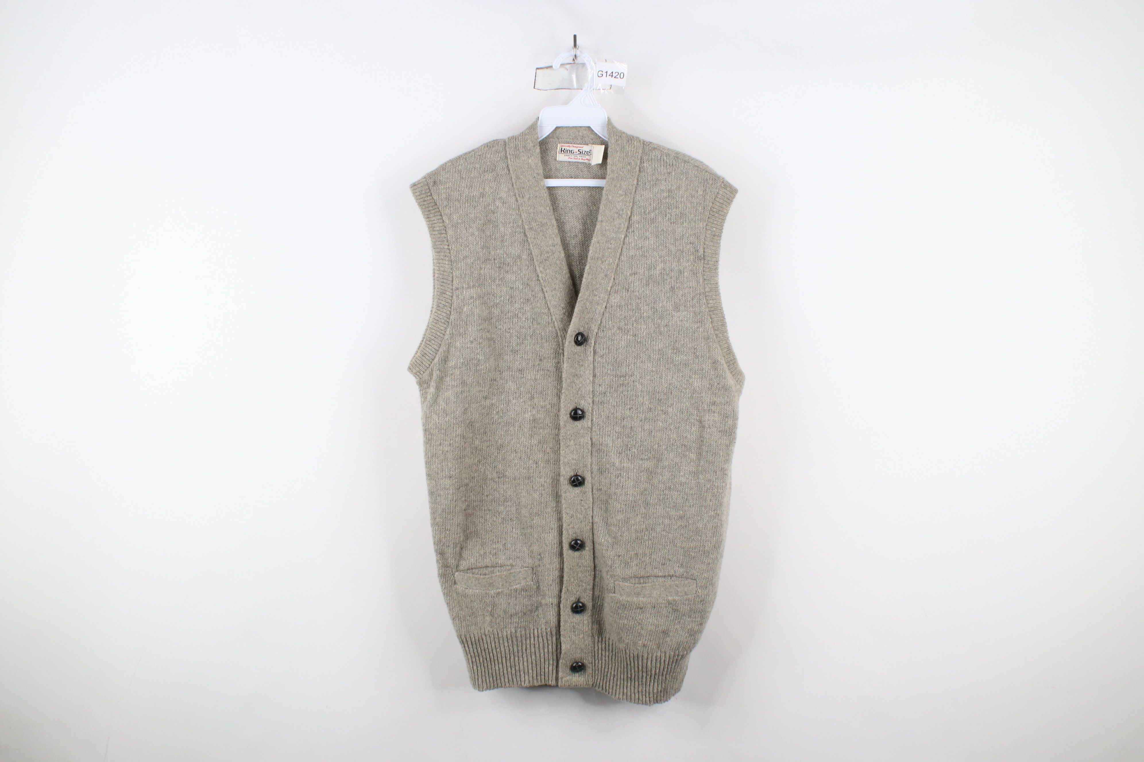 Vintage 50s 60s Streetwear Cardigan Sweater Vest Gray USA