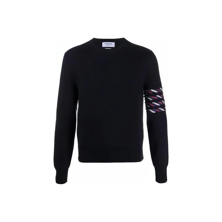 Thom Browne Thom Browne Navy Crew Neck Long Sleeve Sweater 0079 Size US M / EU 48-50 / 2 - 1 Thumbnail